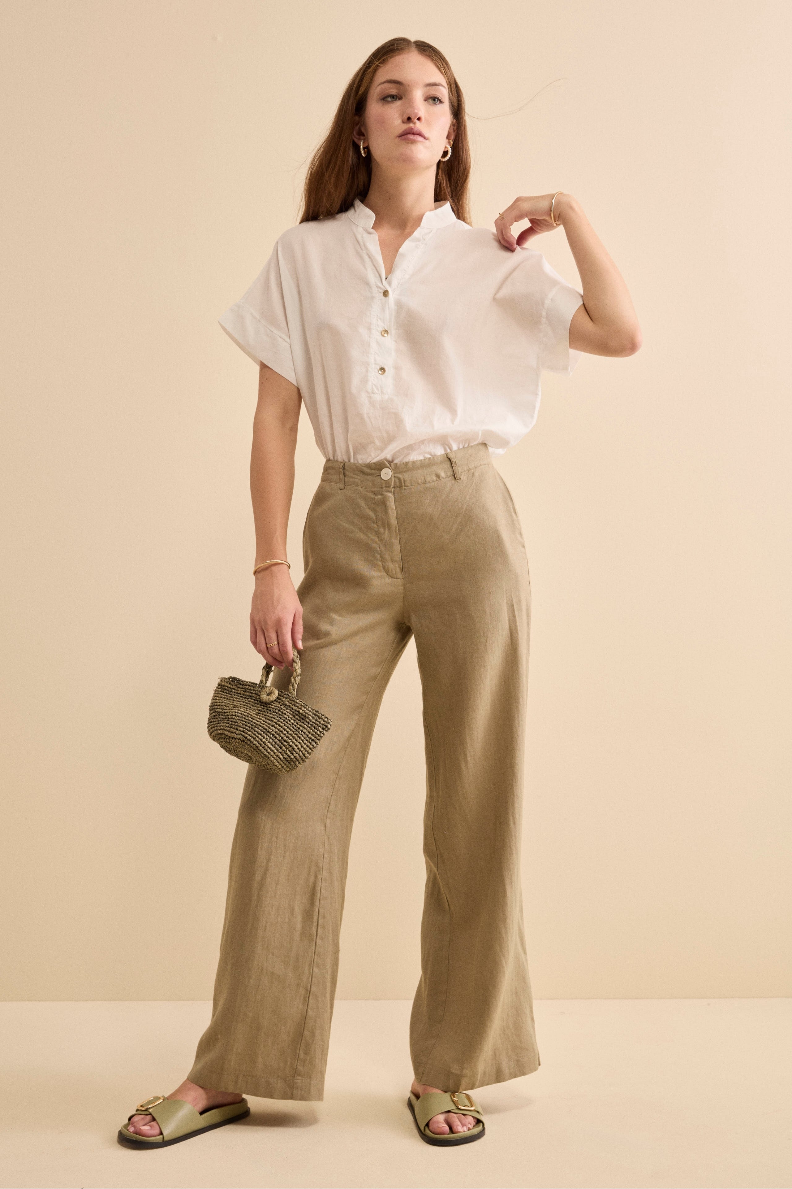 Pantalone in Lino a Gamba Larga - TORTORA