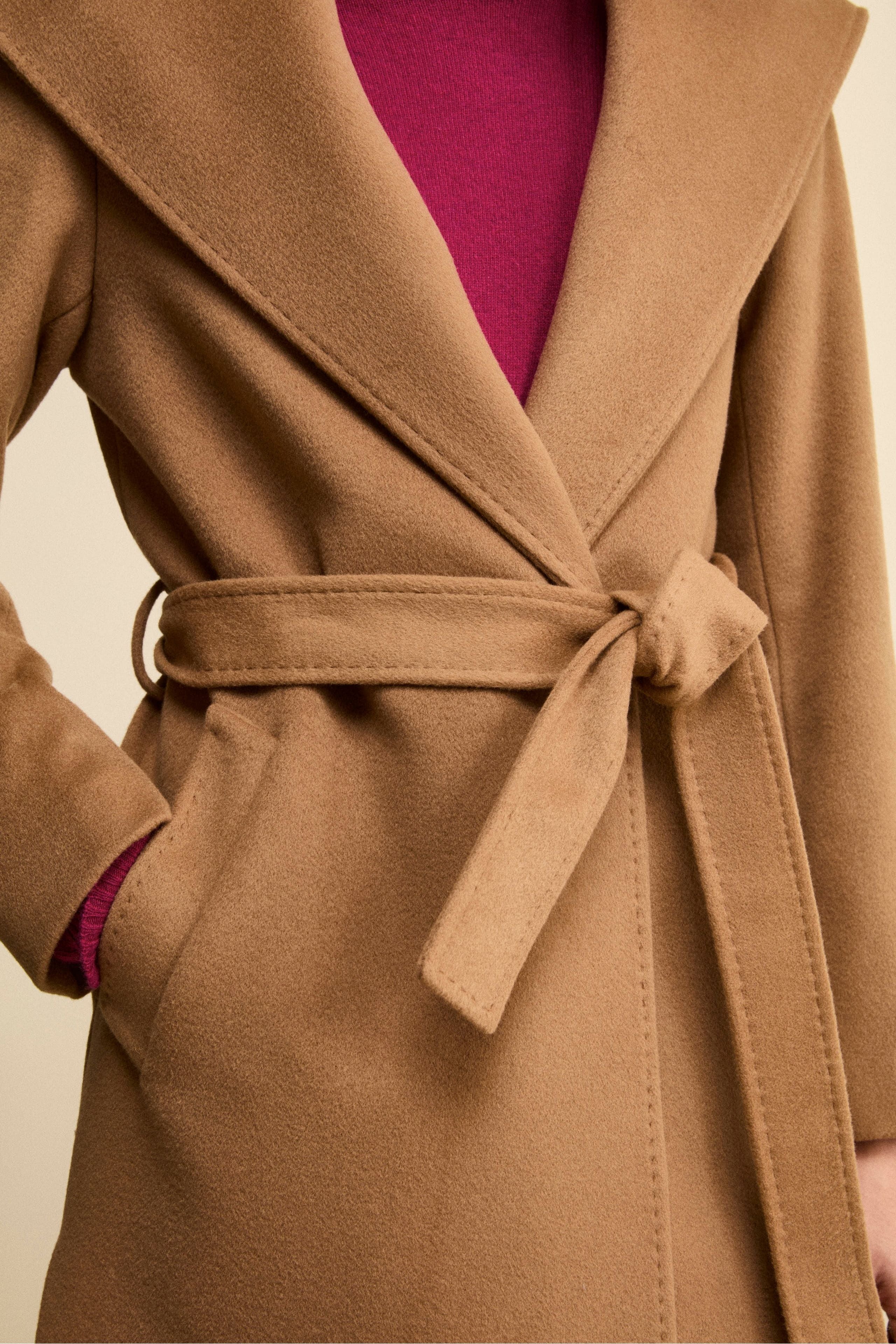 Cappotto Lungo in Lana e Cashmere con Cappuccio - CAMMELLO