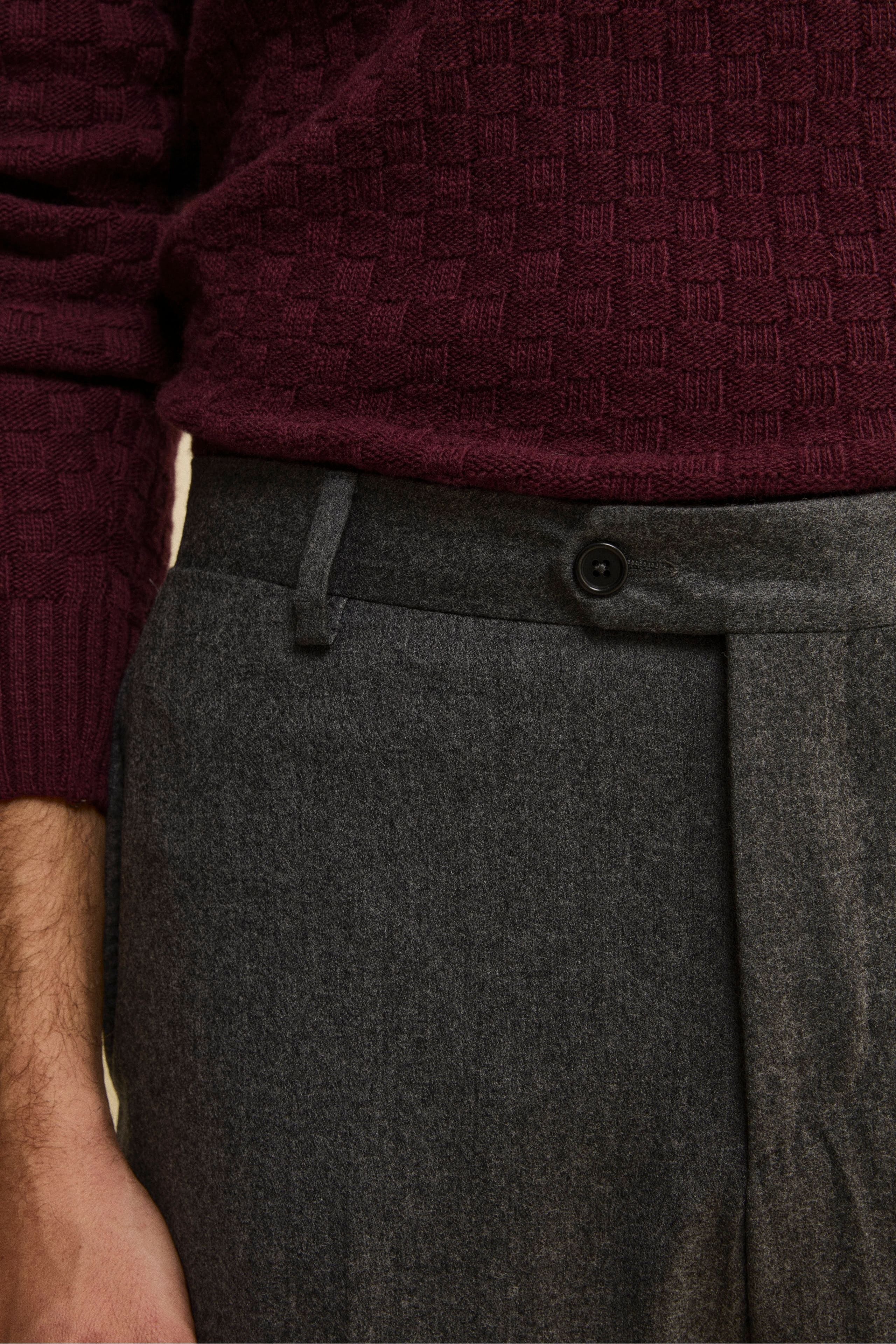 Pantalone con Pieghe in Lana e Cashmere - GRIGIO MEDIO