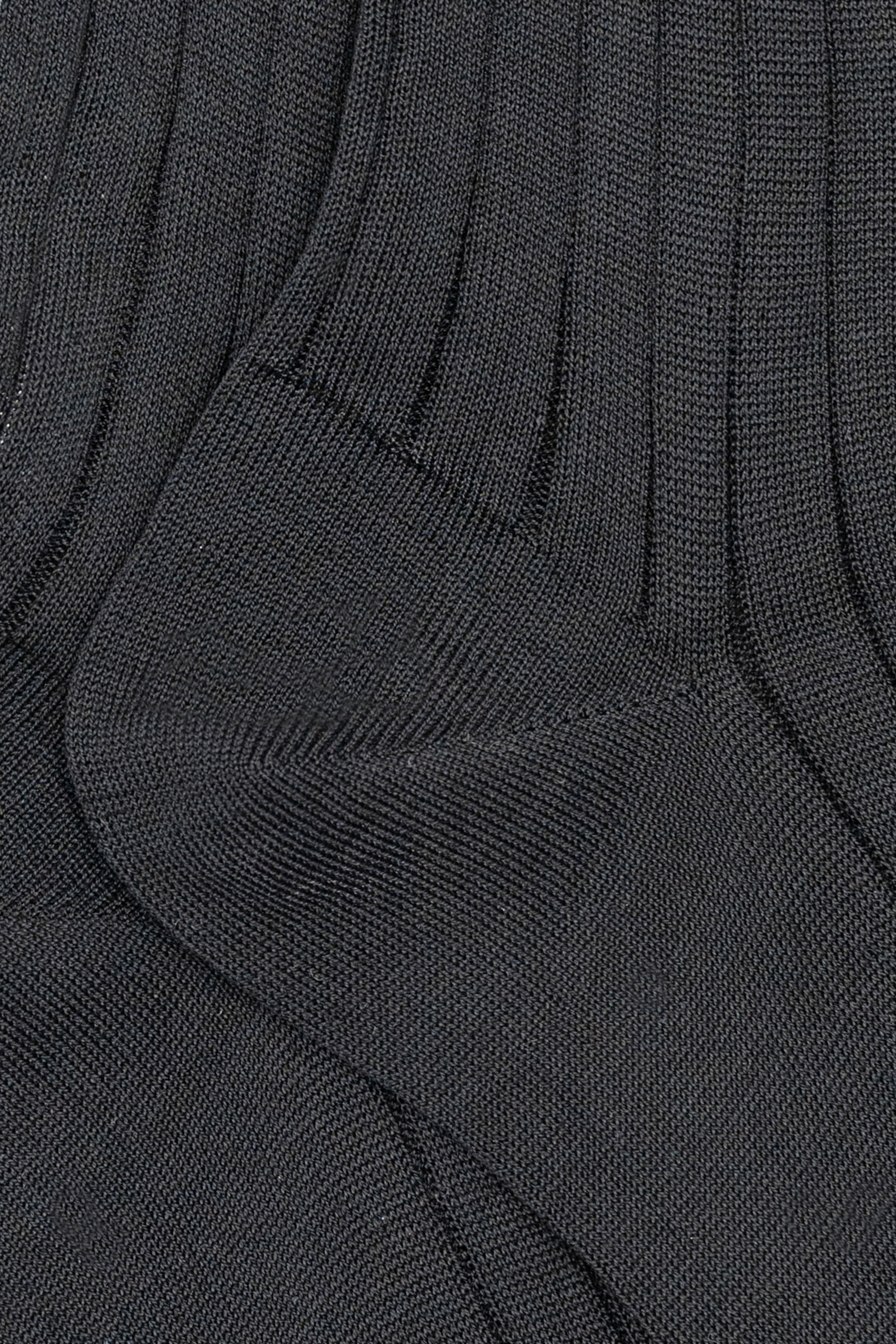 Calze Lunghe a Coste in Filo di Scozia - NERO