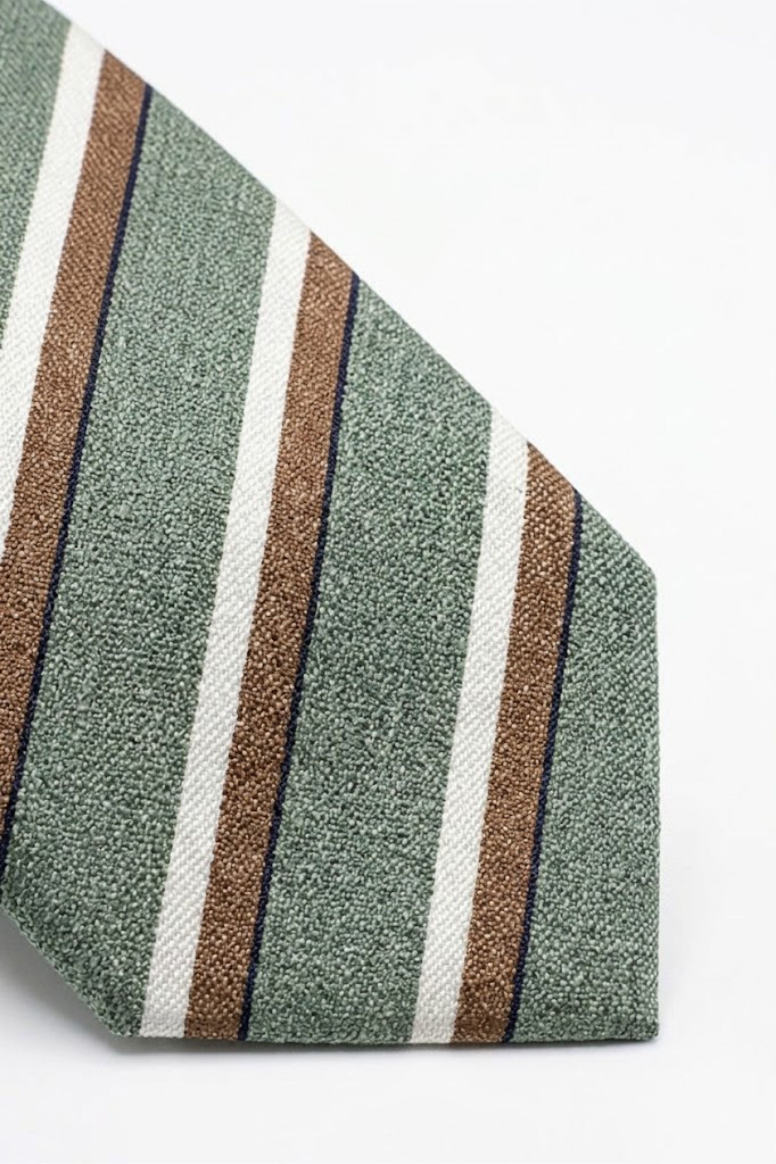 Cravatta in Seta con Doppia Riga - RIGATO VERDE/BEIGE