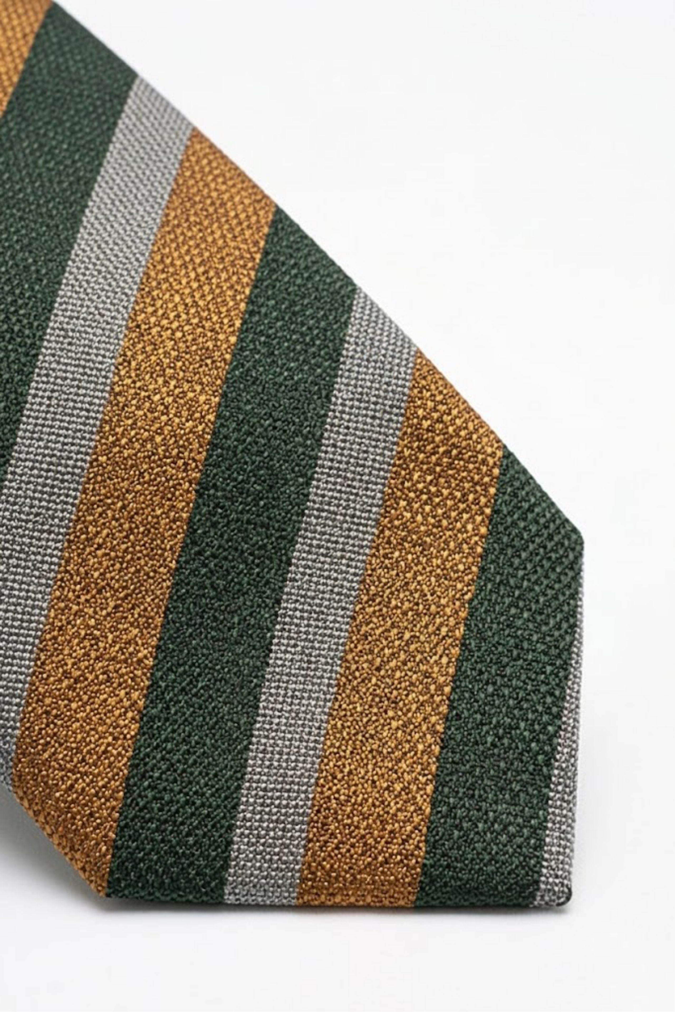 Cravatta in Seta Rigata - RIGATO VERDE/BEIGE