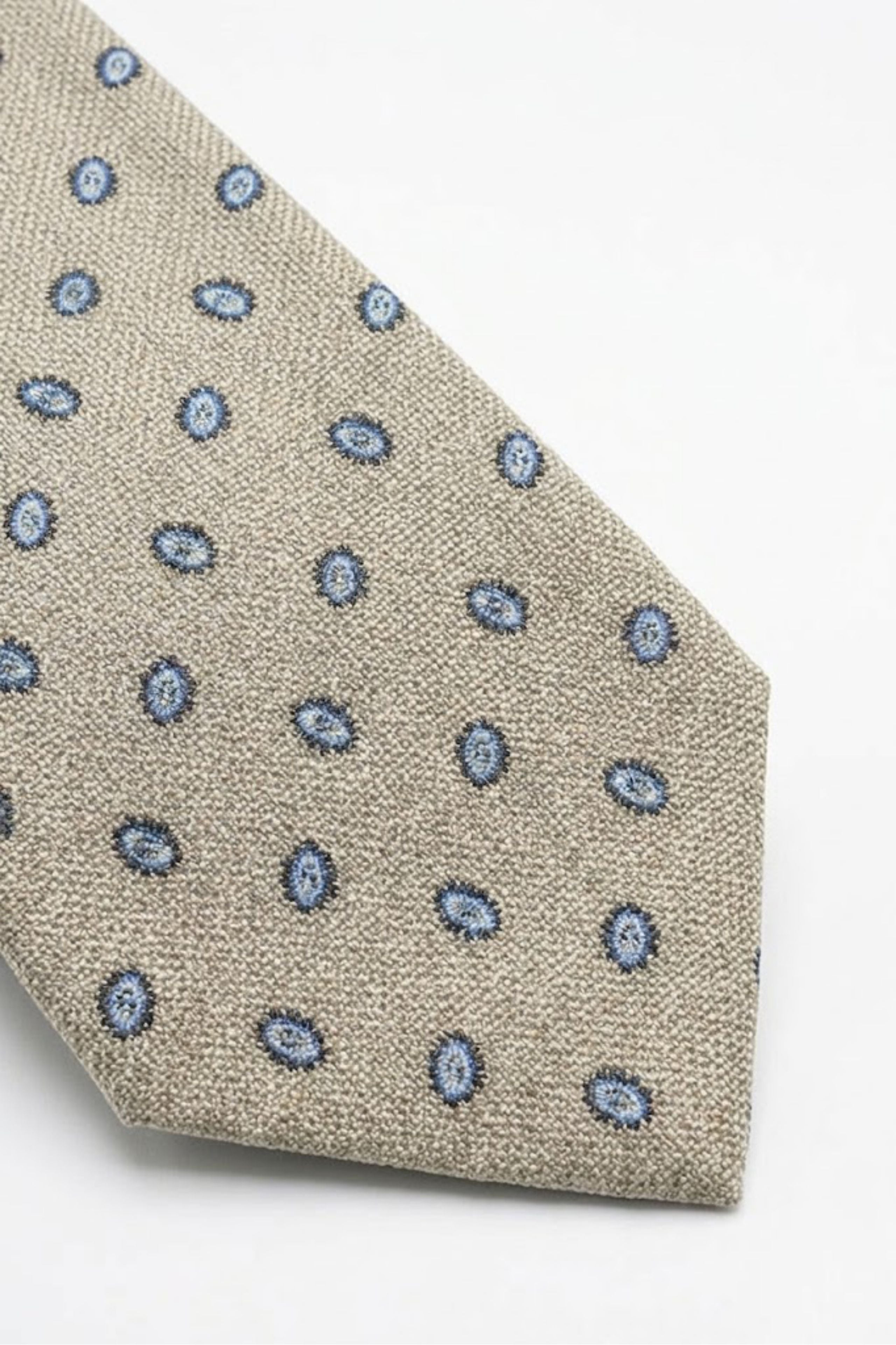 Cravatta in Cotone e Seta a Fantasia - FANT. BEIGE