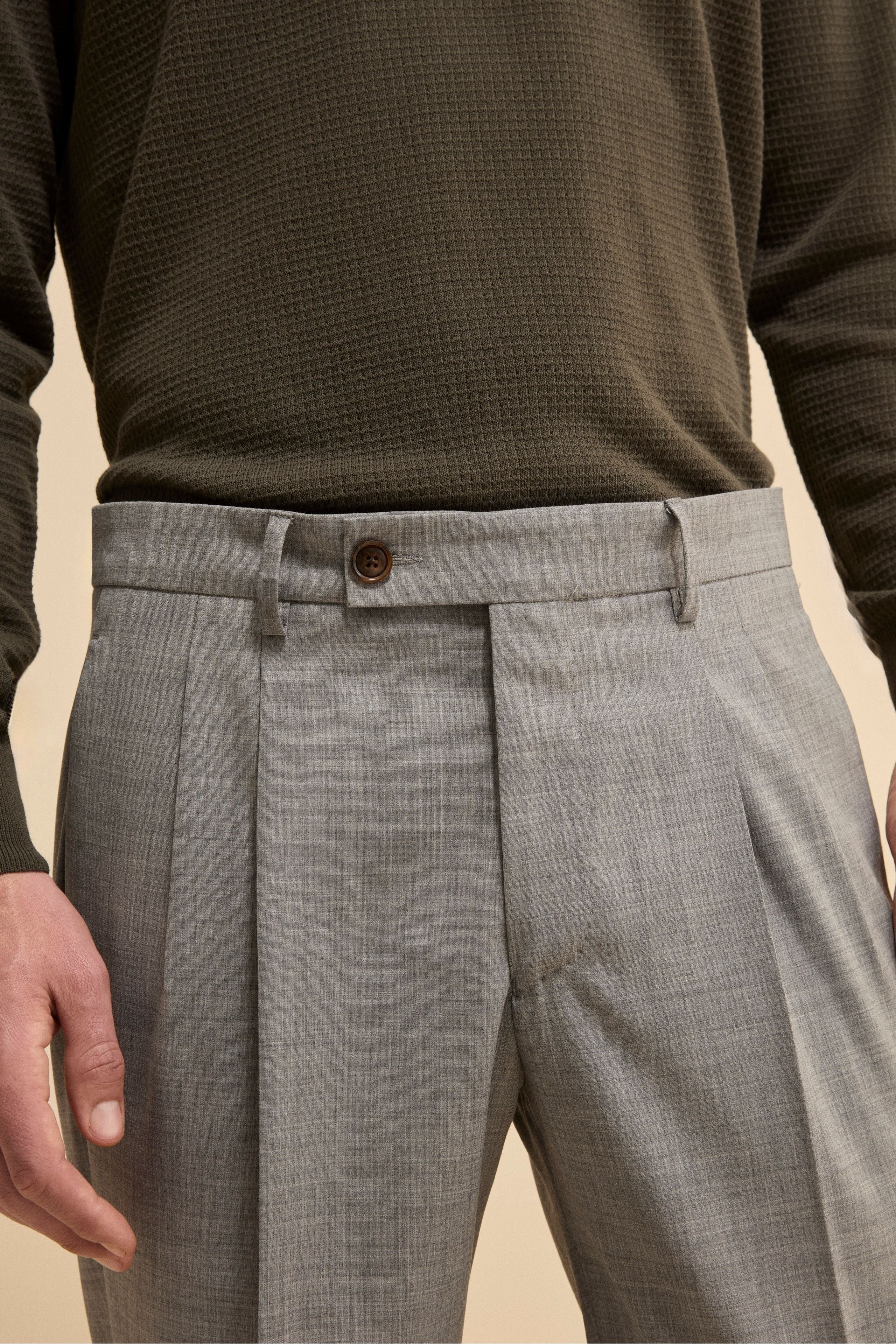 Pantalone Straight in Misto Lana - GRIGIO CHIARO