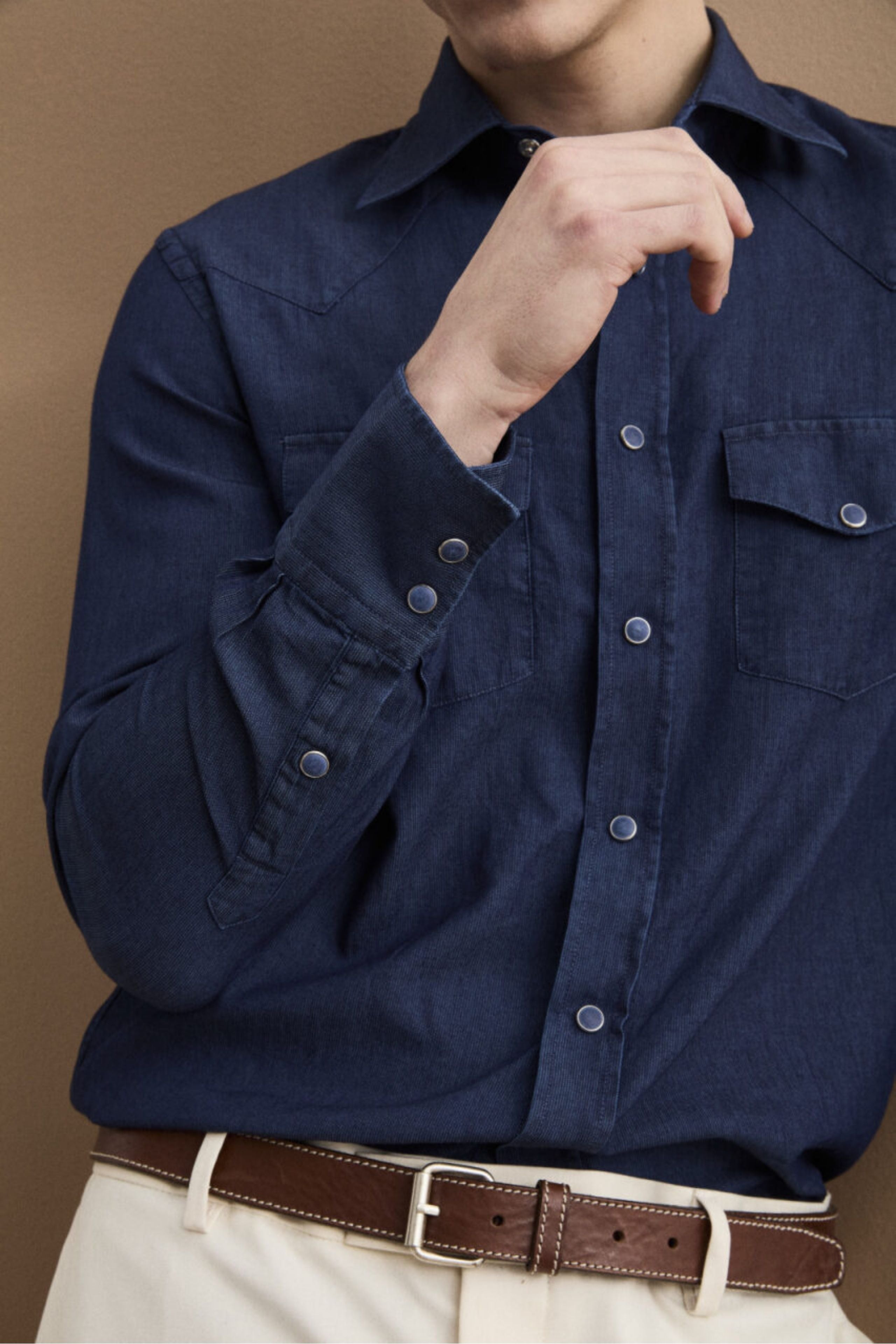 Camicia Jeans in Cotone con Tasche - DENIM