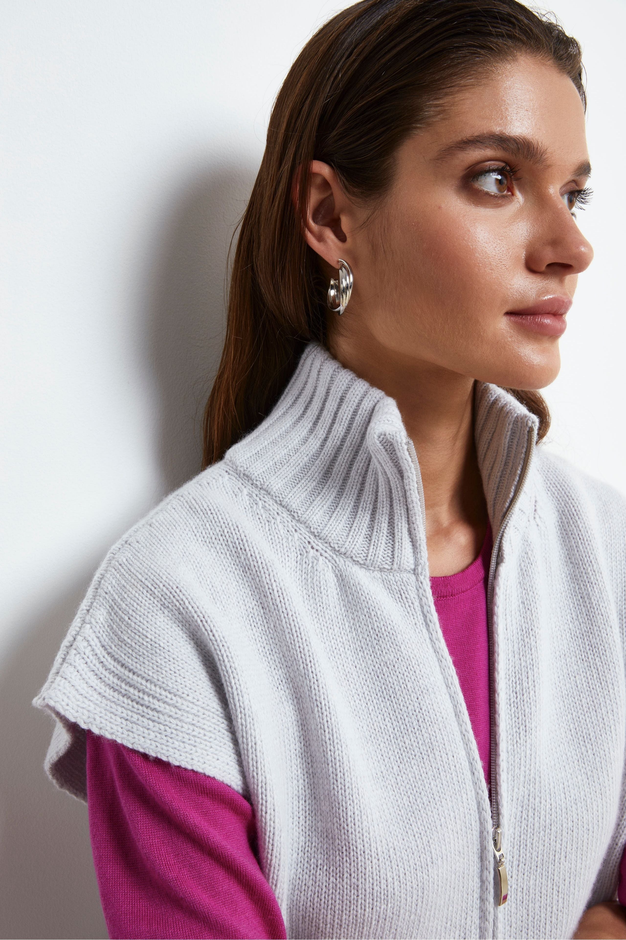 Gilet con Zip in Misto Cashmere - PERLA