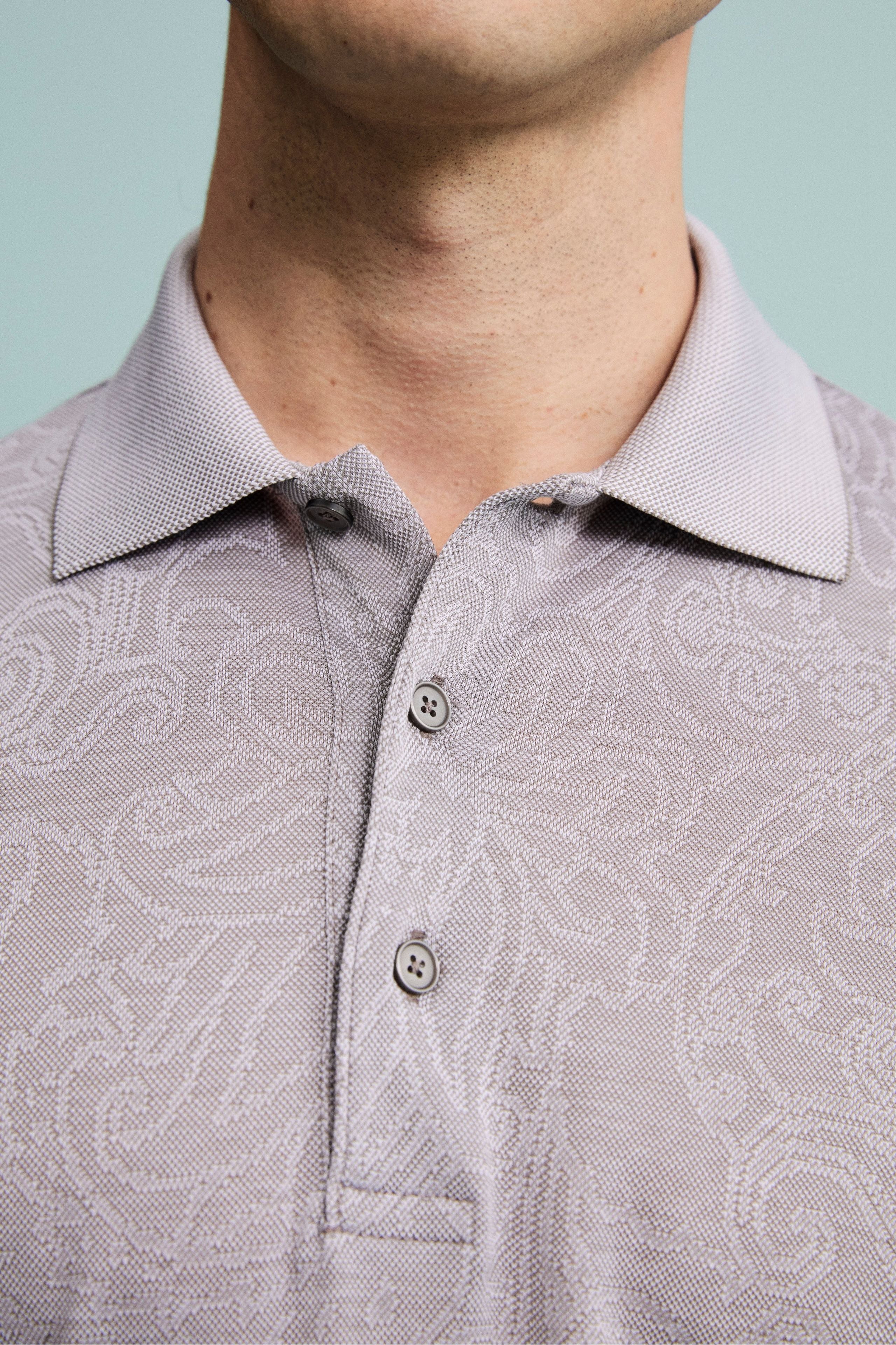 Polo Jacquard Damascata in Filo di Scozia - FANT. TORTORA