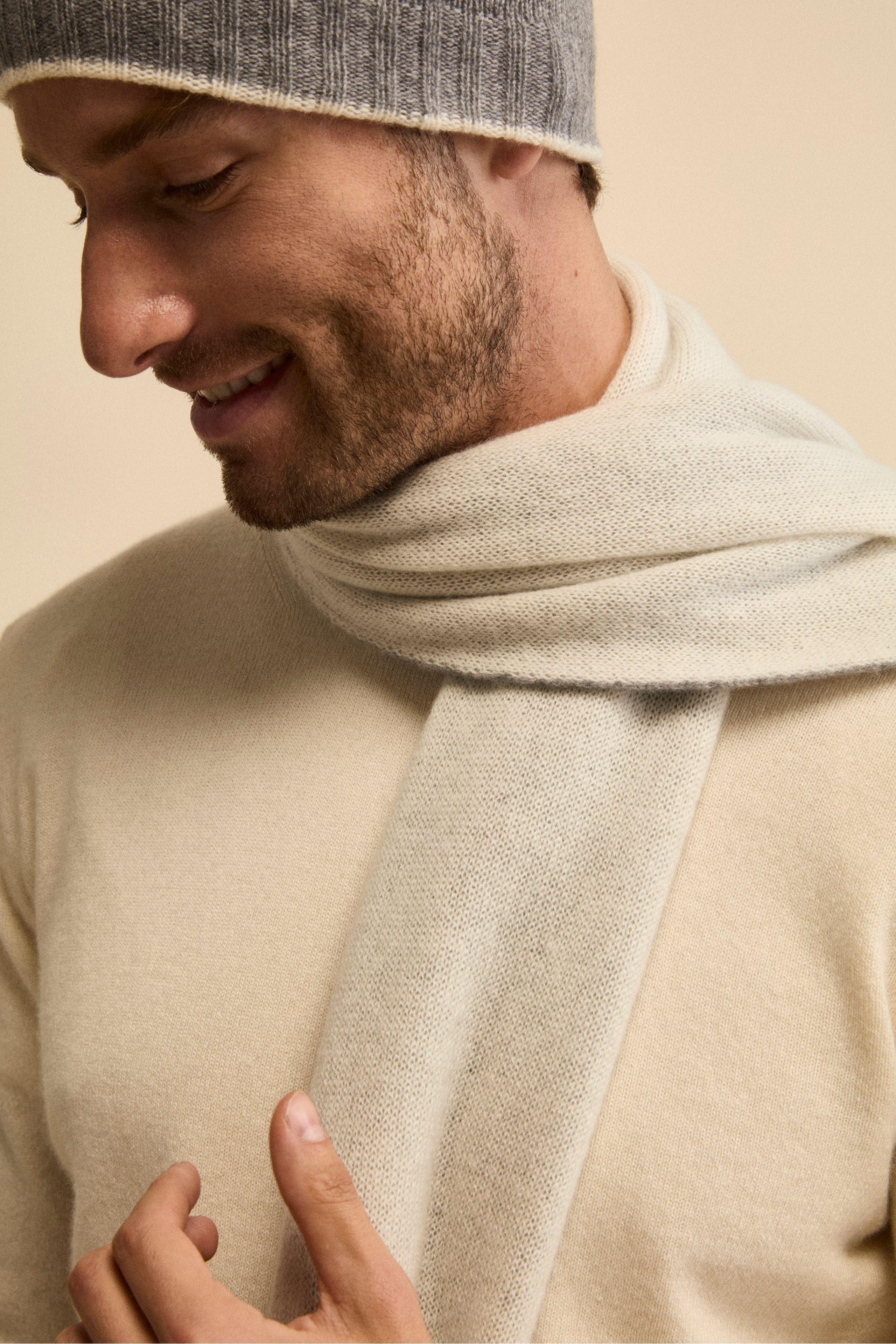 Sciarpa in cashmere bicolore - PANNA/GRIGIO MEDIO