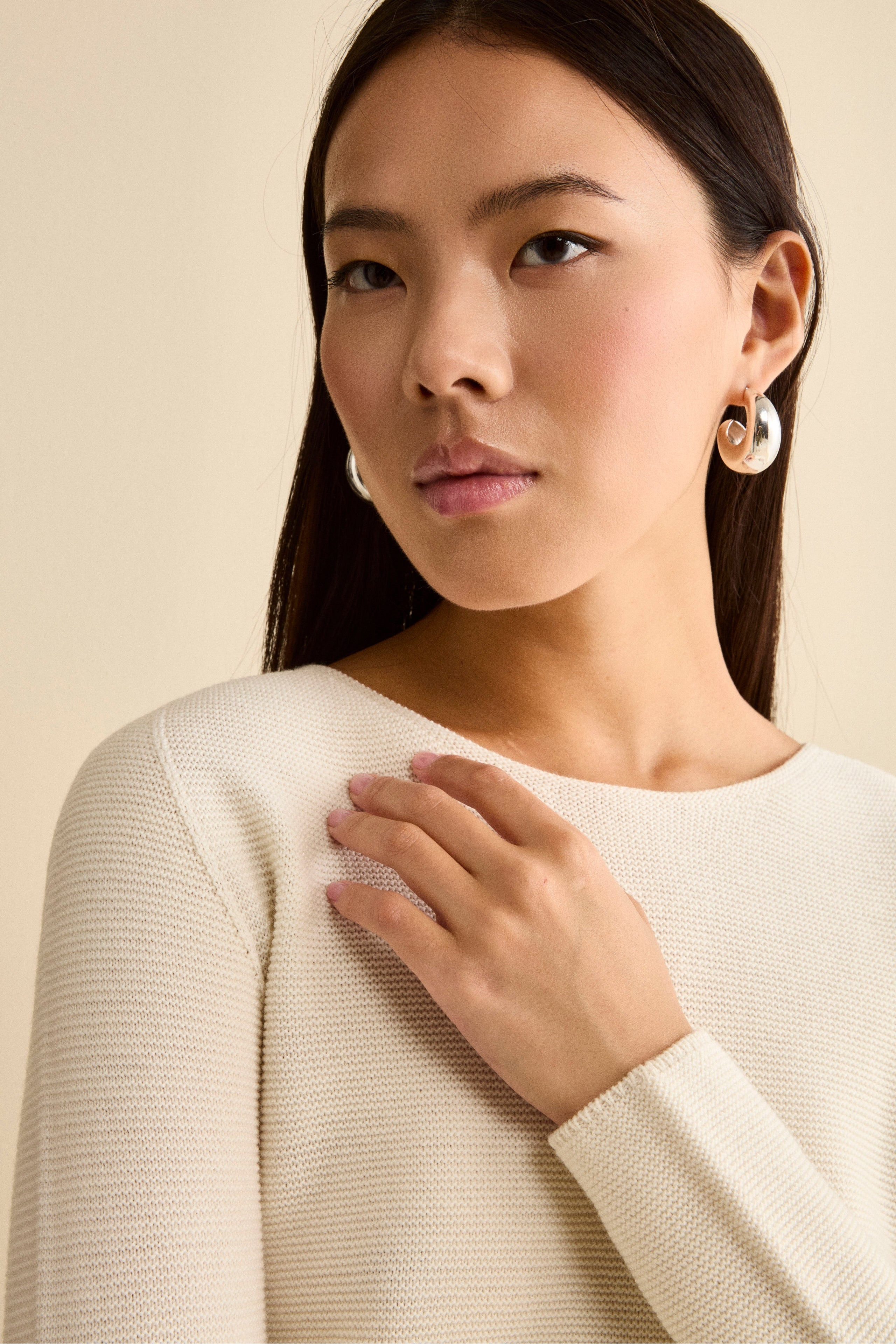 Maglia Barchetta in Lana Merino - ECRU