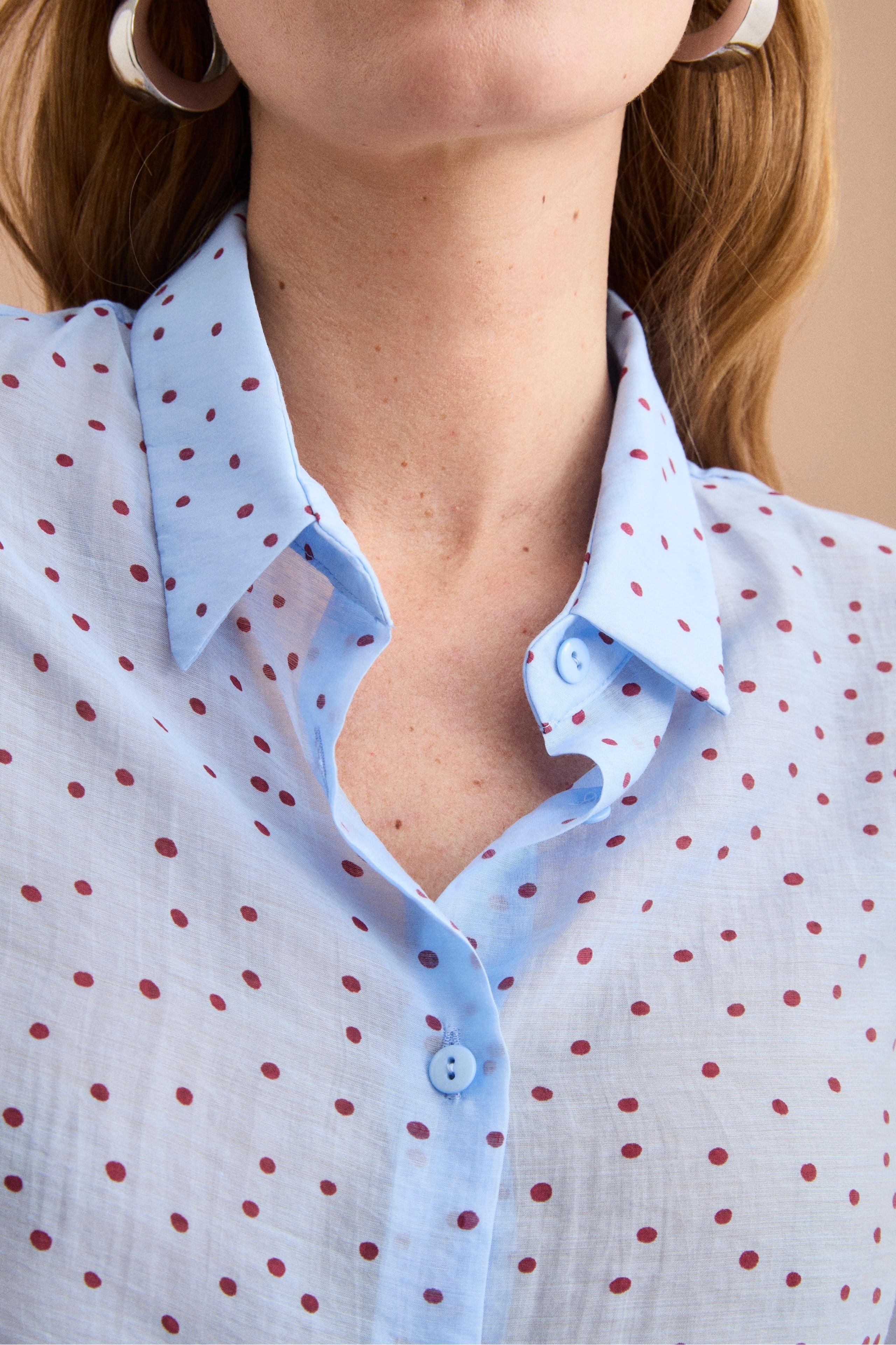 Camicia Boxy con Manica Lunga - POIS BORDEAUX