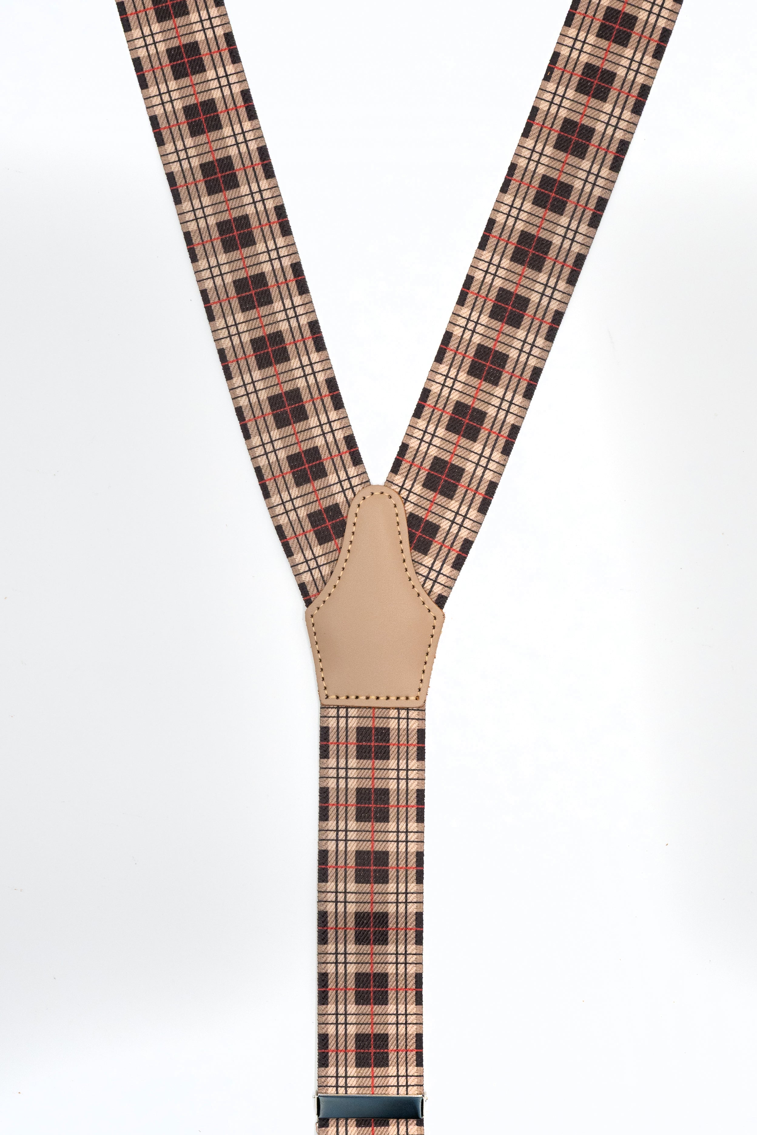 Bretelle Elasticizzate con Clip e Asole in Pelle - NOCCIOLA QUADRI