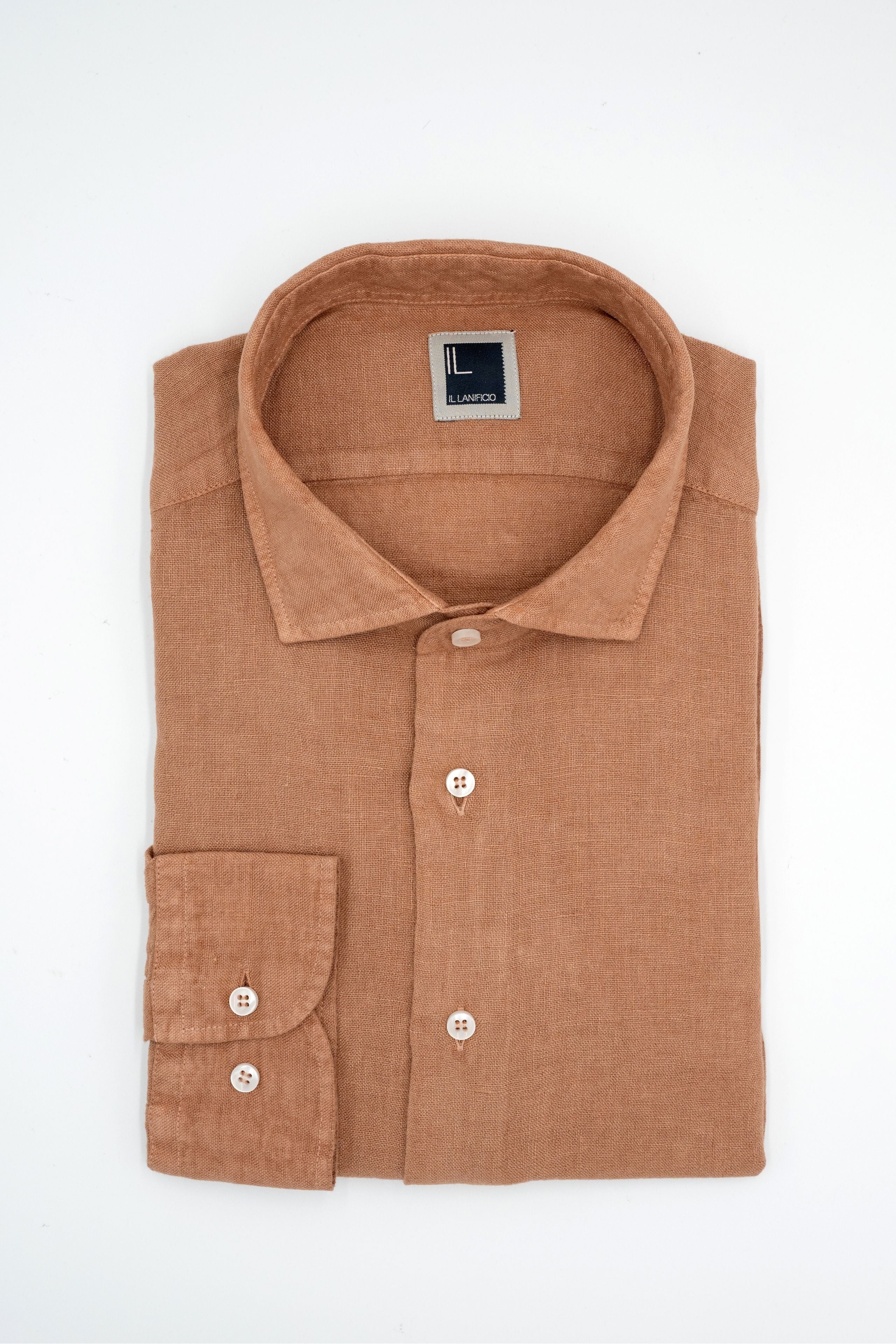 Camicia in Lino Custom Fit - CAPPUCCINO