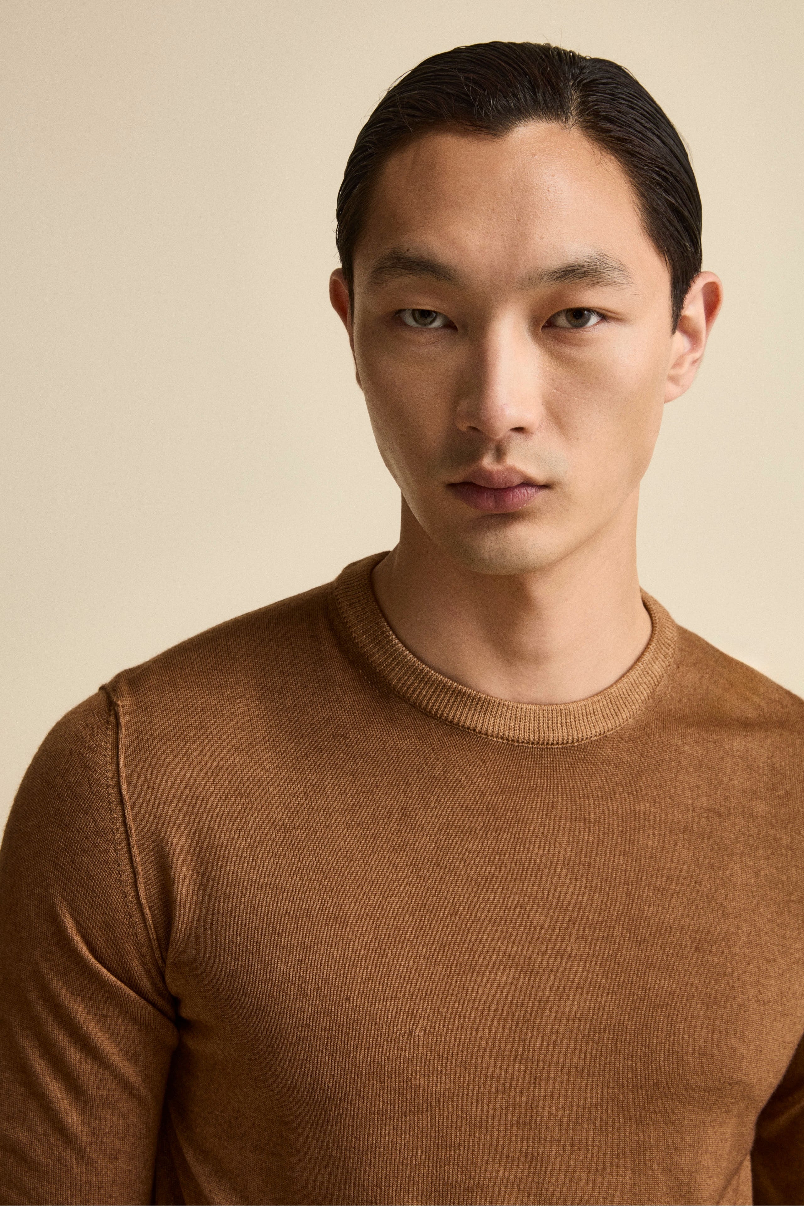 Girocollo in Lana Merino Extrafine - TABACCO