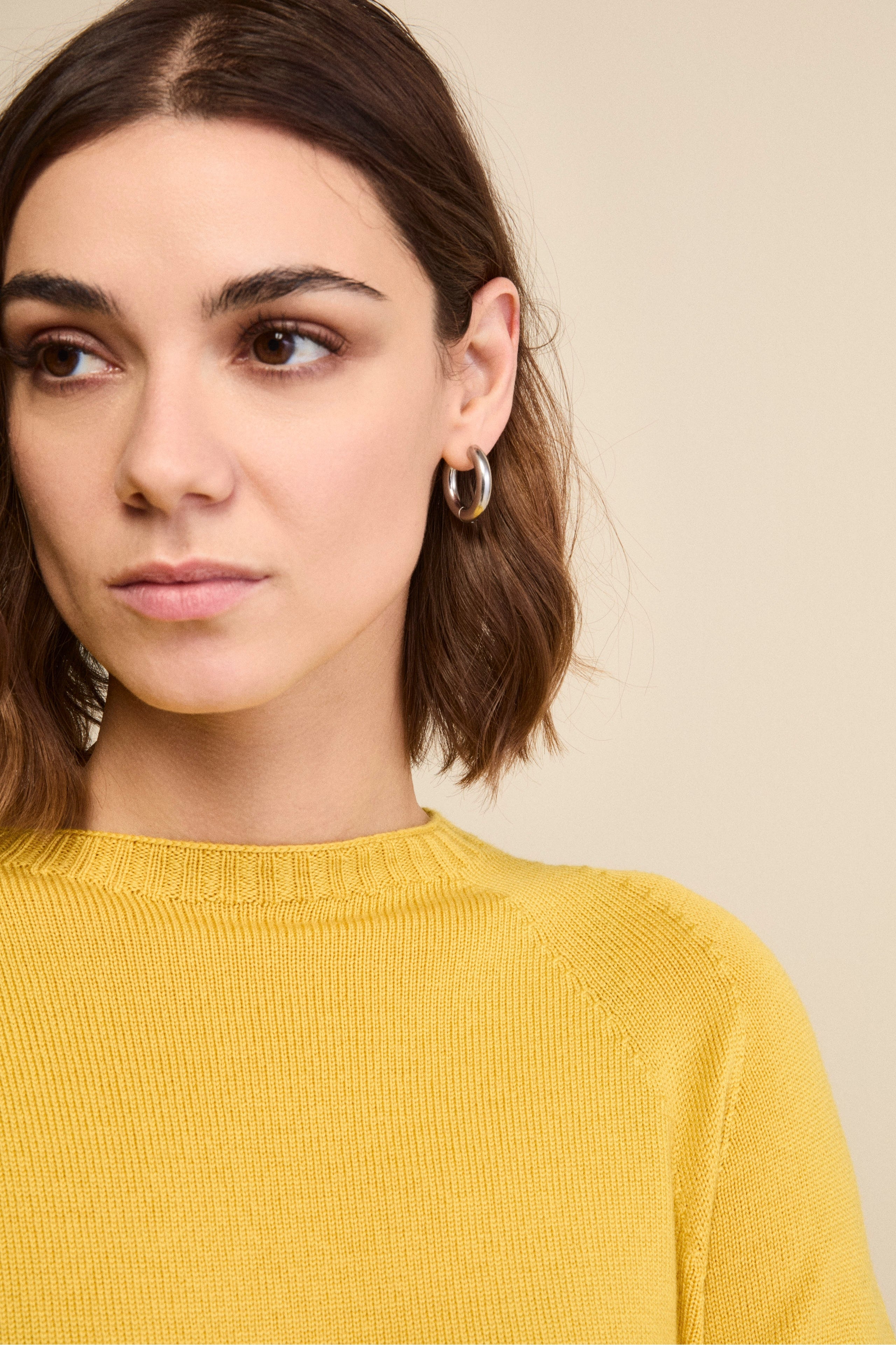 Girocollo con Fondo a Coste in Lana merino - CURRY