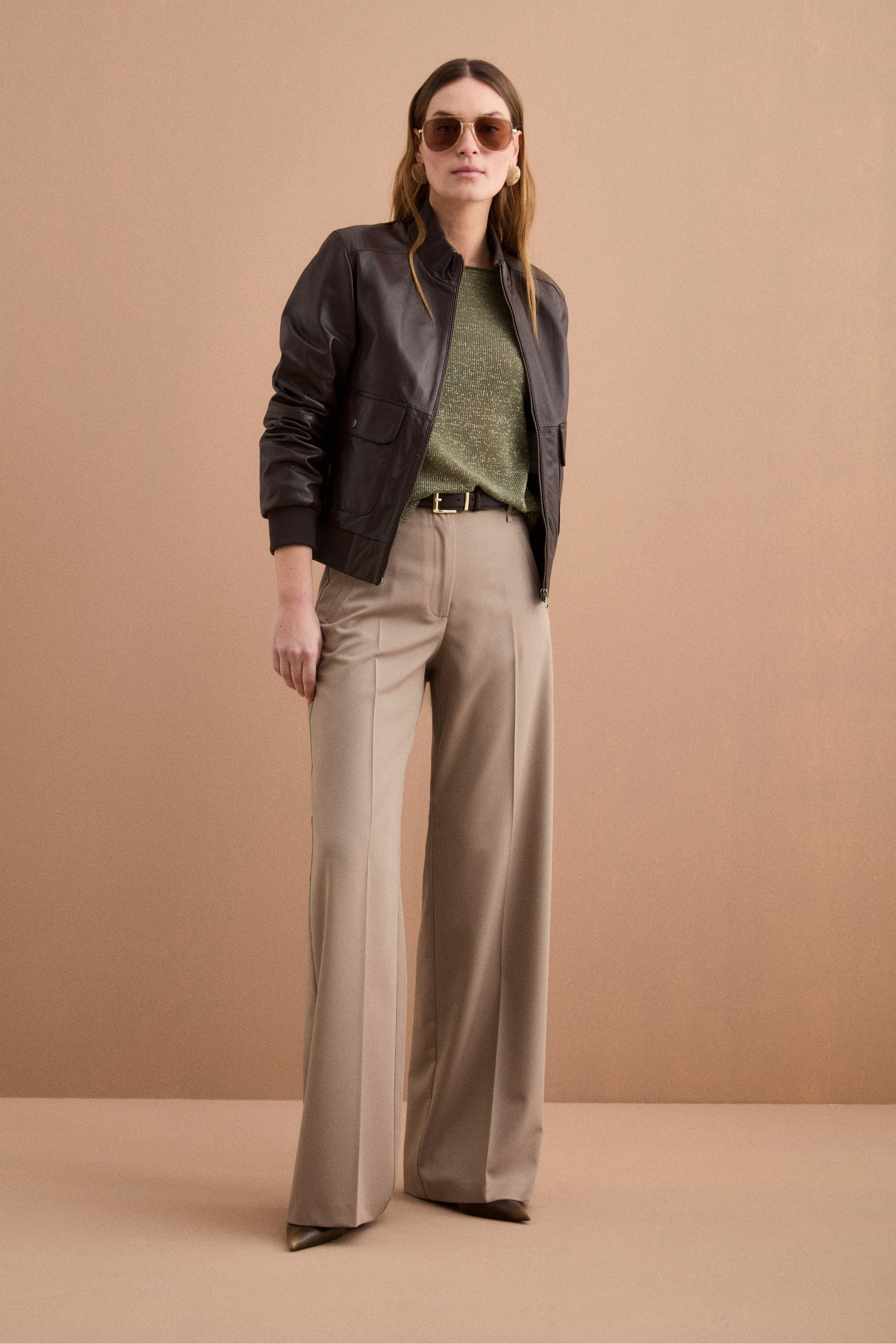 Bomber in Pelle con Tasche - T.MORO