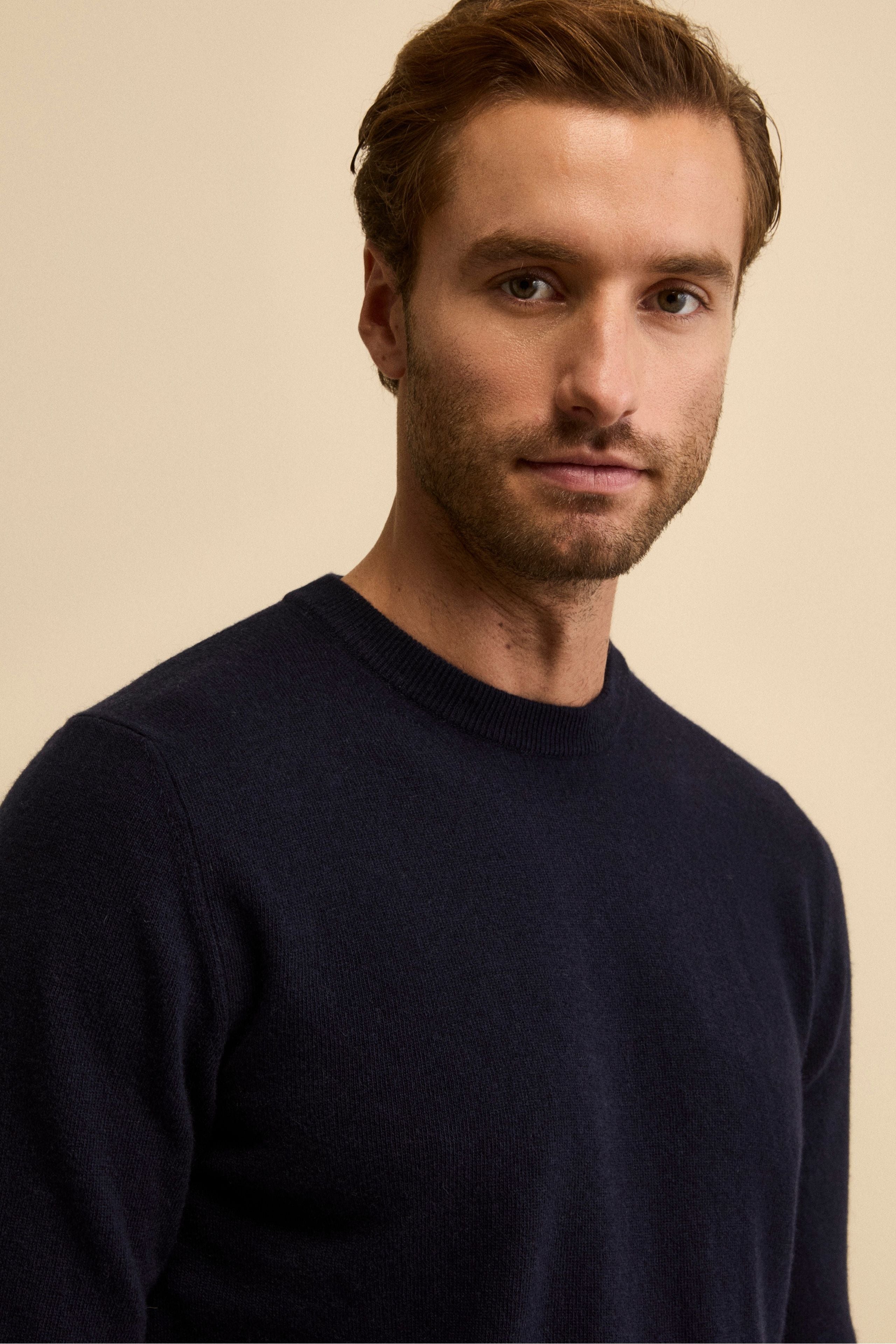 Maglia girocollo in lana - BLU NOTTE