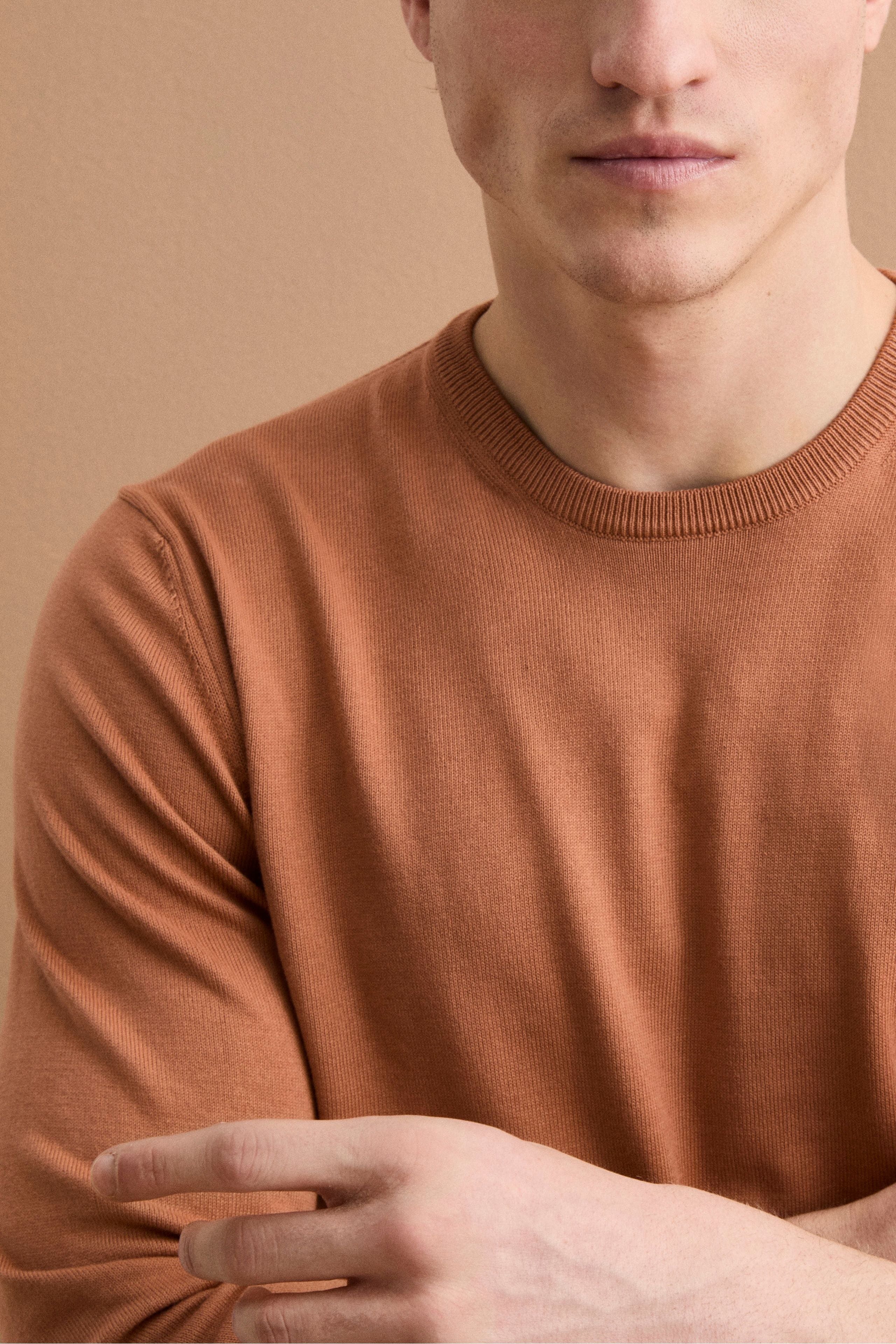 Maglia girocollo in cotone - TERRACOTTA