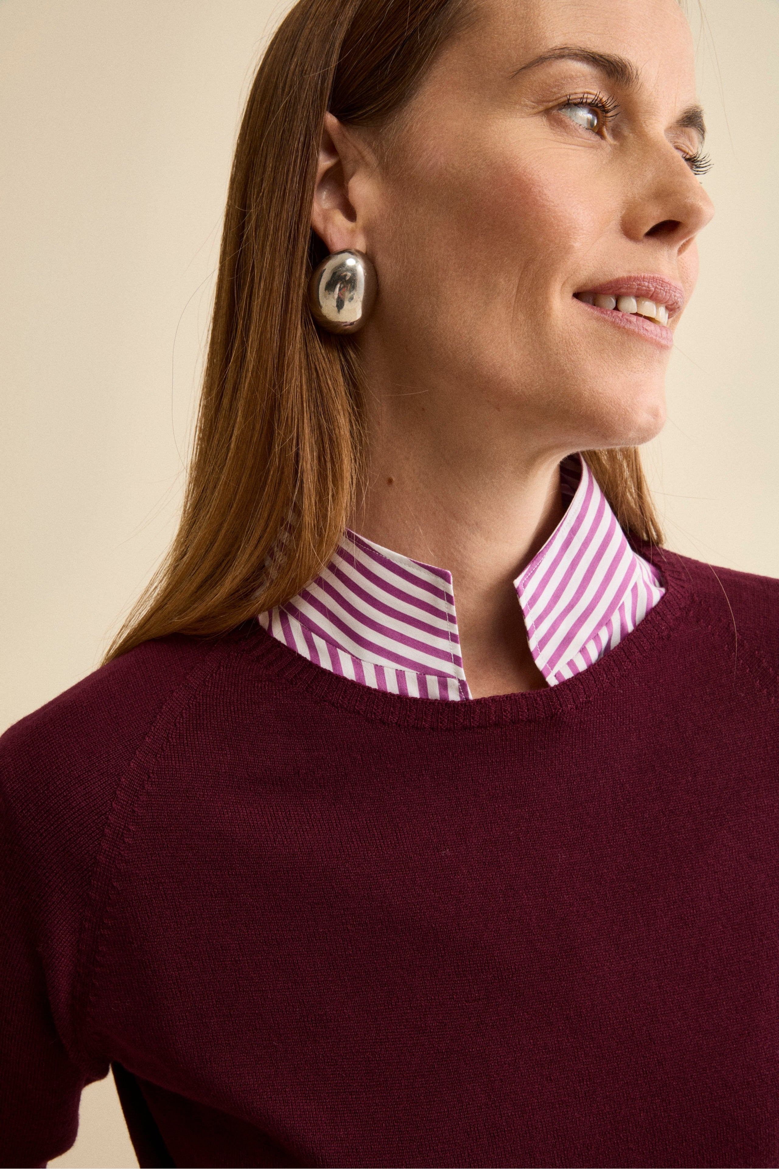 Girocollo in Lana Merino con Bordi a Coste - BORDEAUX