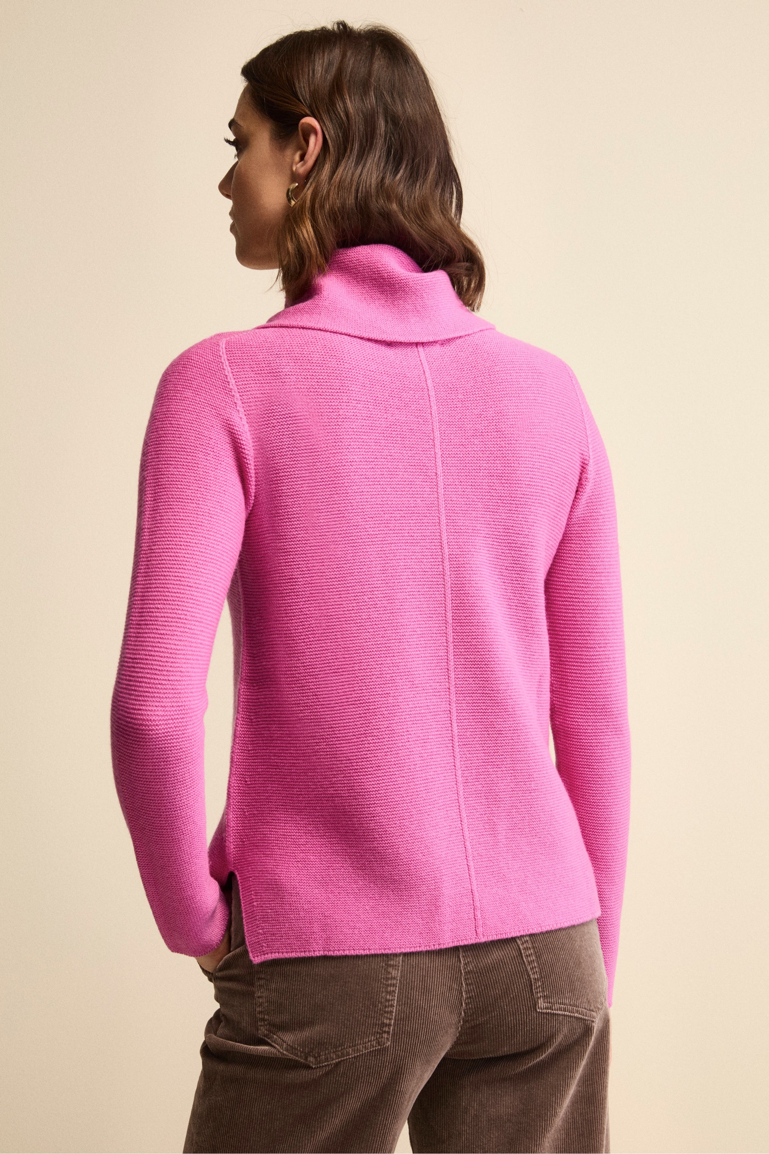 Maglia con Spacchi in Lana Merino - FUXIA