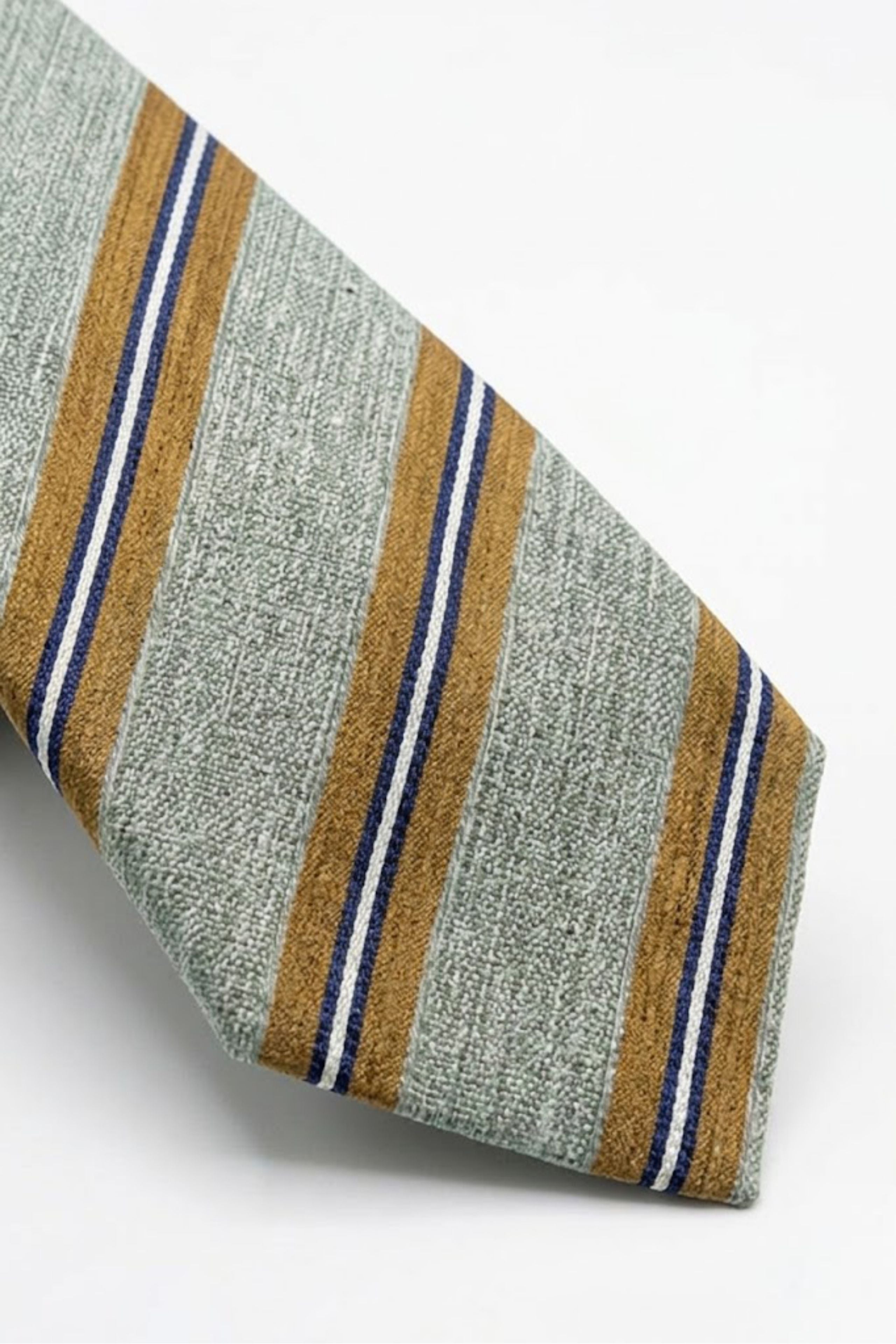 Cravatta in Lino e Seta a Righe - BEIGE RIGATO