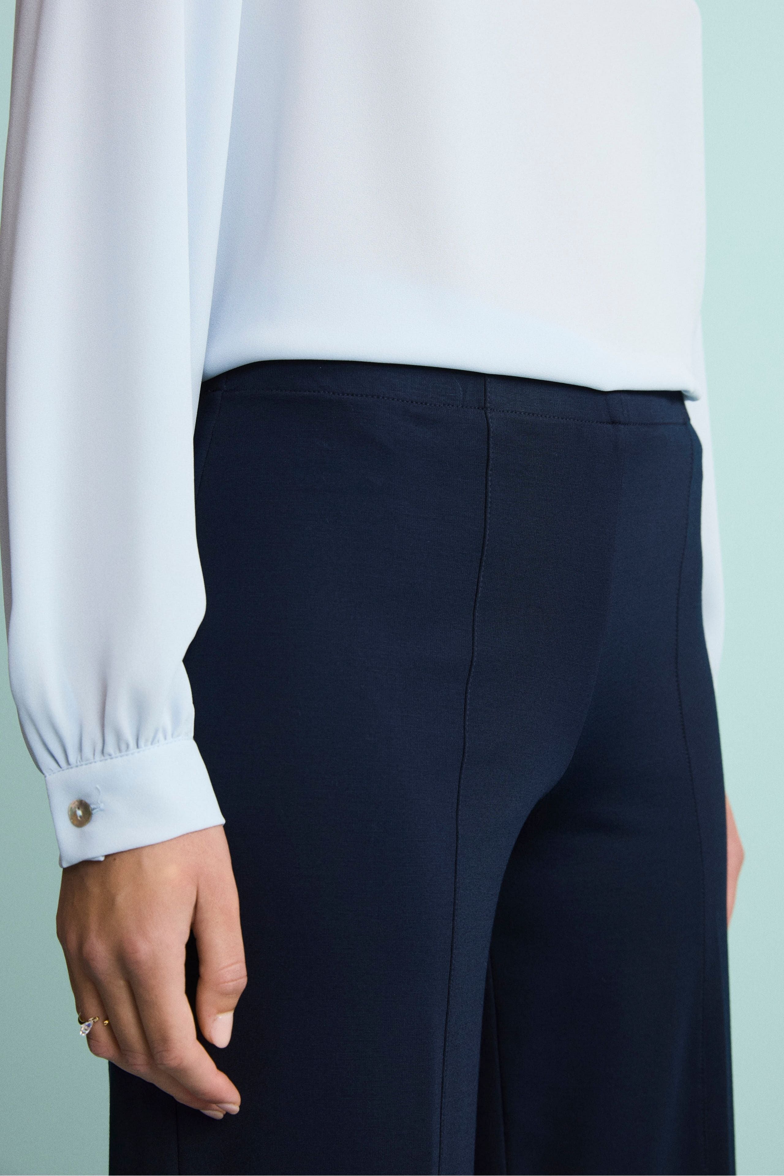 Pantalone Elegante a Palazzo in Jersey - BLU