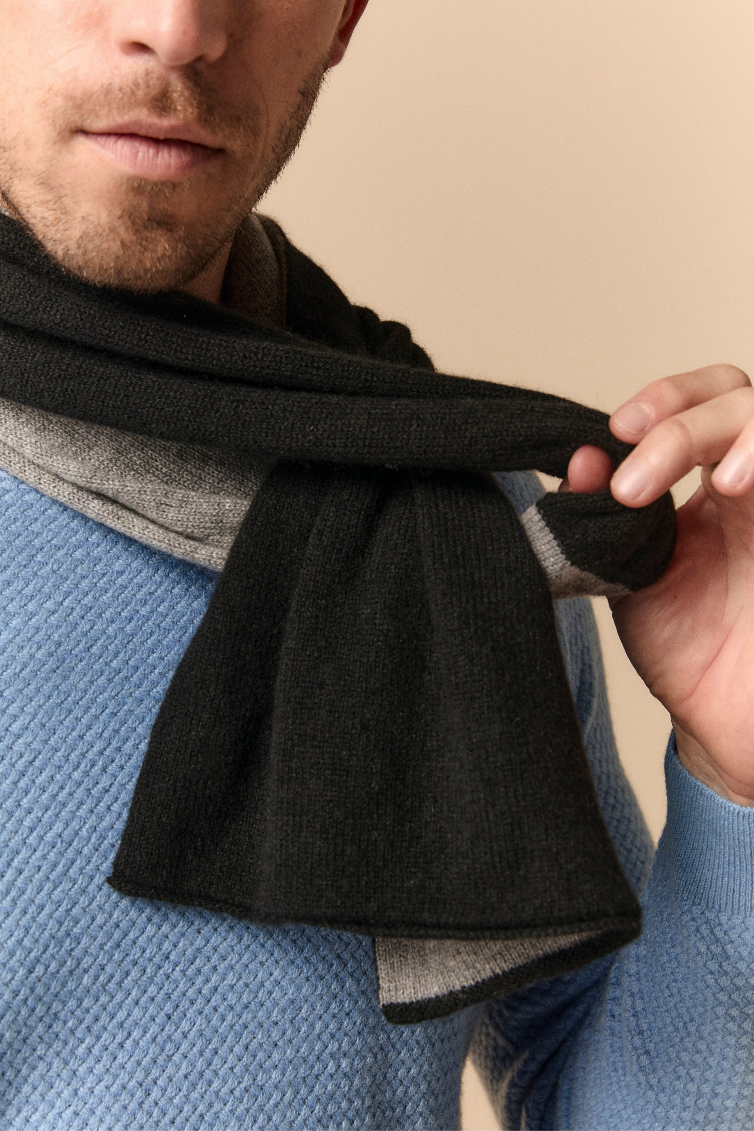 Scaldacollo in cashmere bicolore - GRIGIO MED/NERO