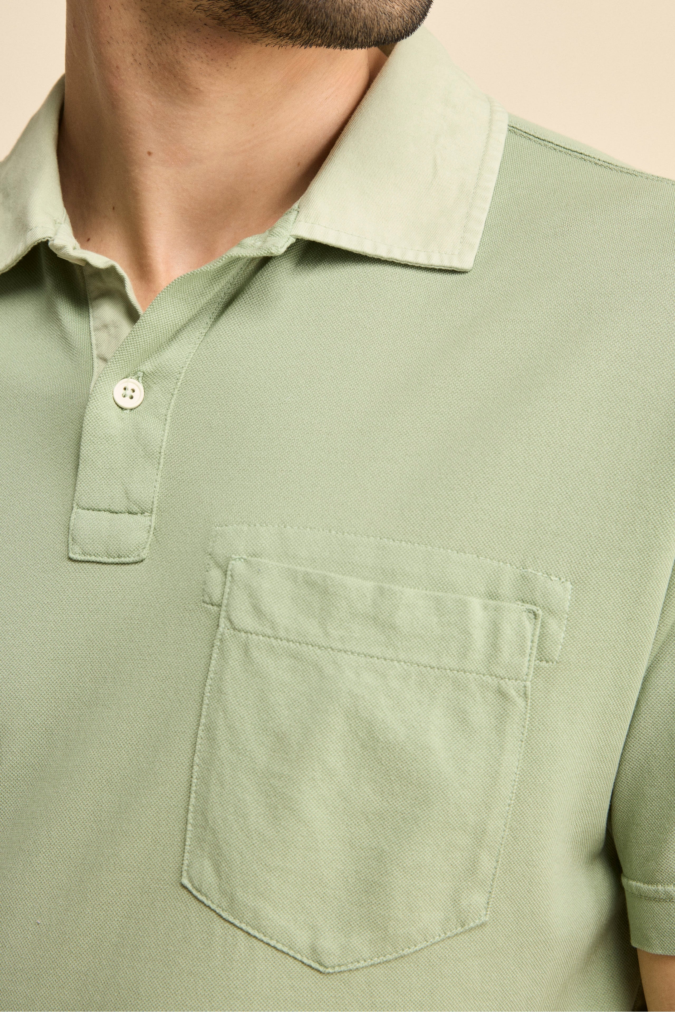 Polo Piquet in Filo di Scozia con Taschino - OLIVA