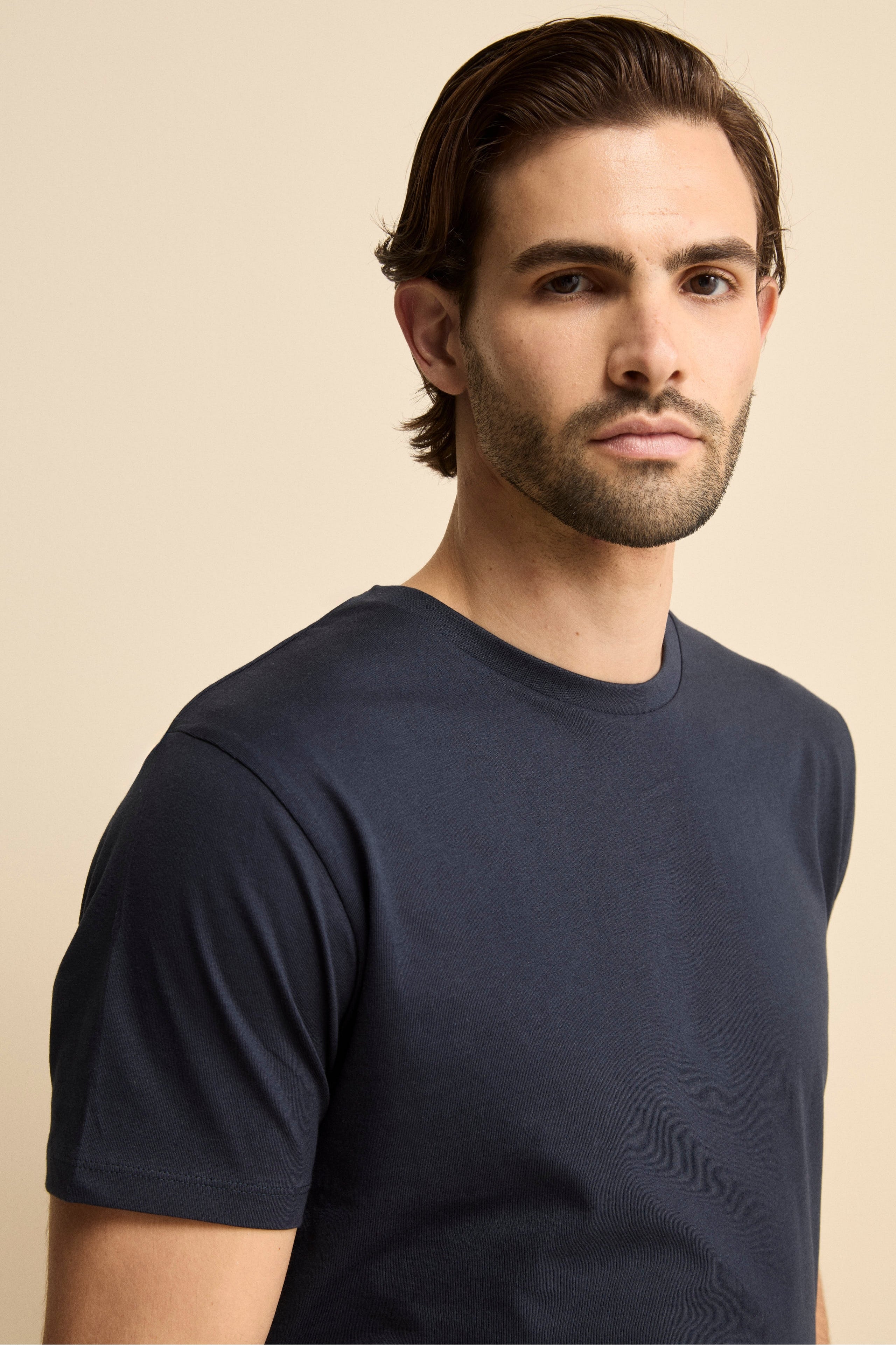 T-Shirt Girocollo Slim Fit in Cotone Supima - BLU