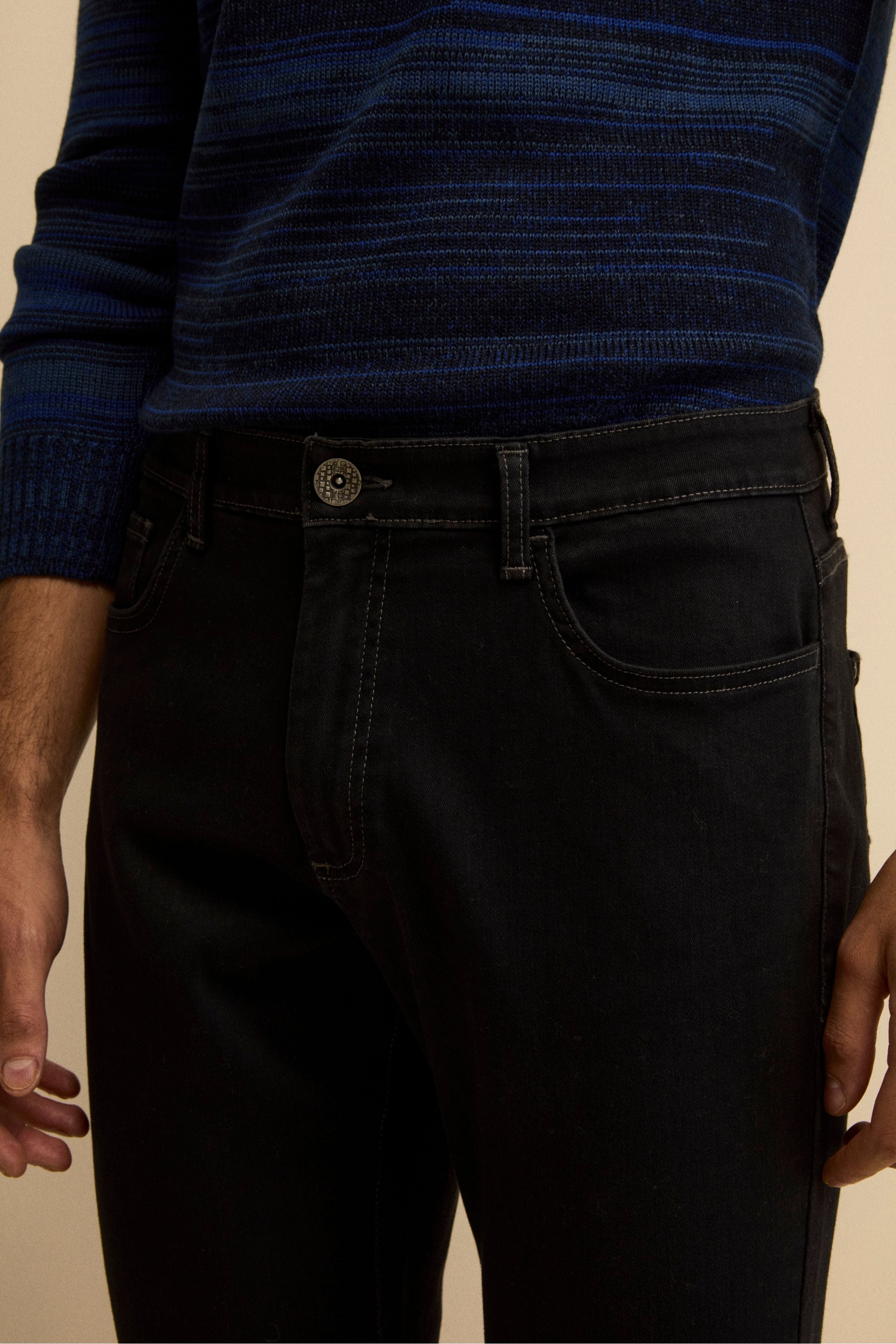 Jeans Slim Fit in Misto Cotone - DENIM/NERO