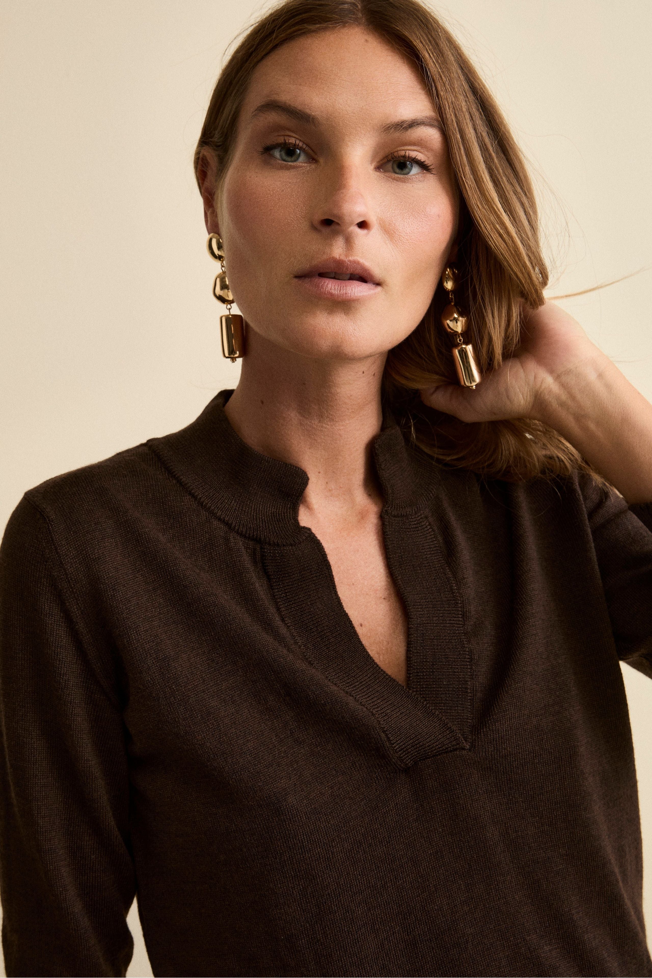 Maglia Serafino in Lana Merino - T.MORO