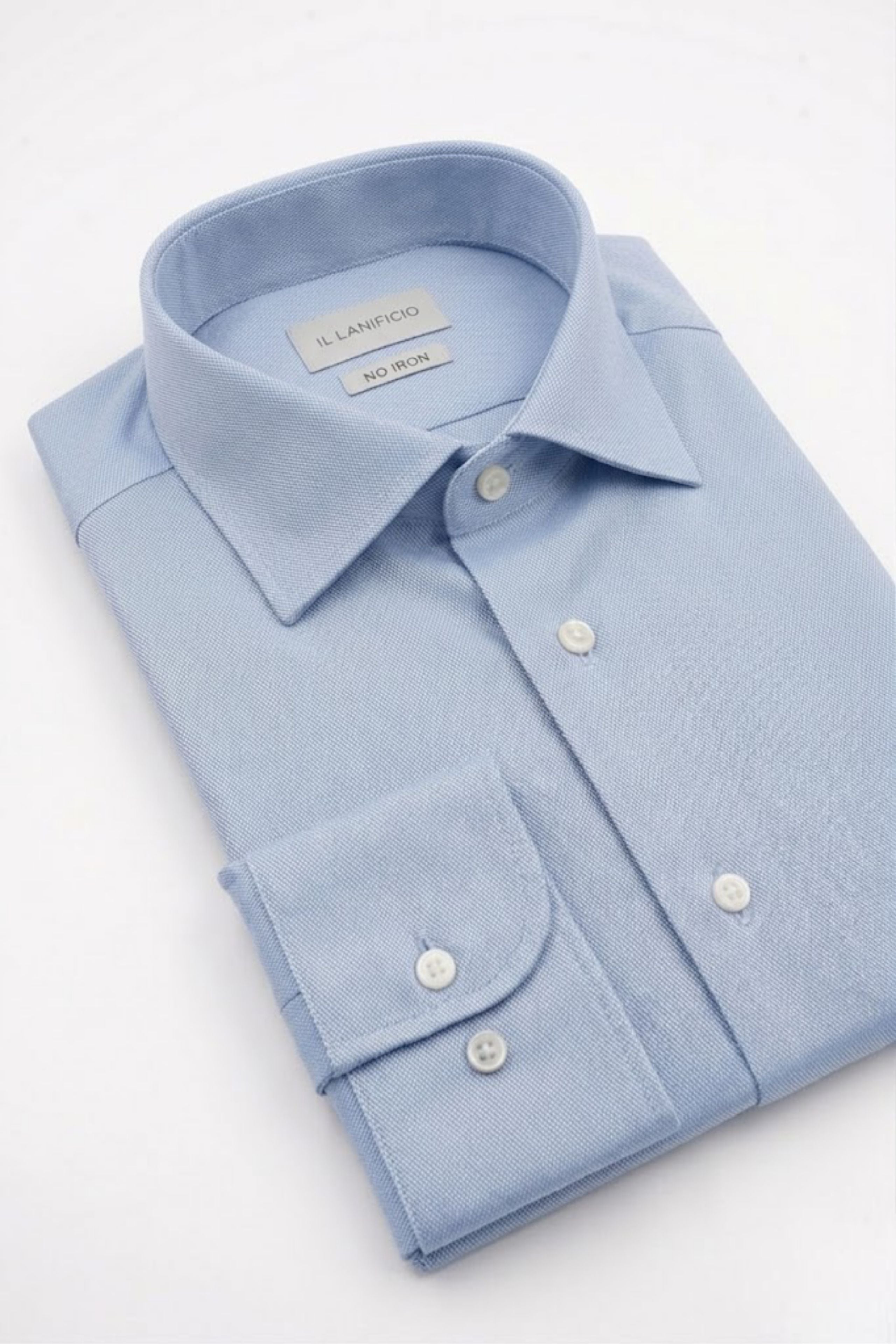 Camicia Regular No Iron Collo Francese - AZZURRO