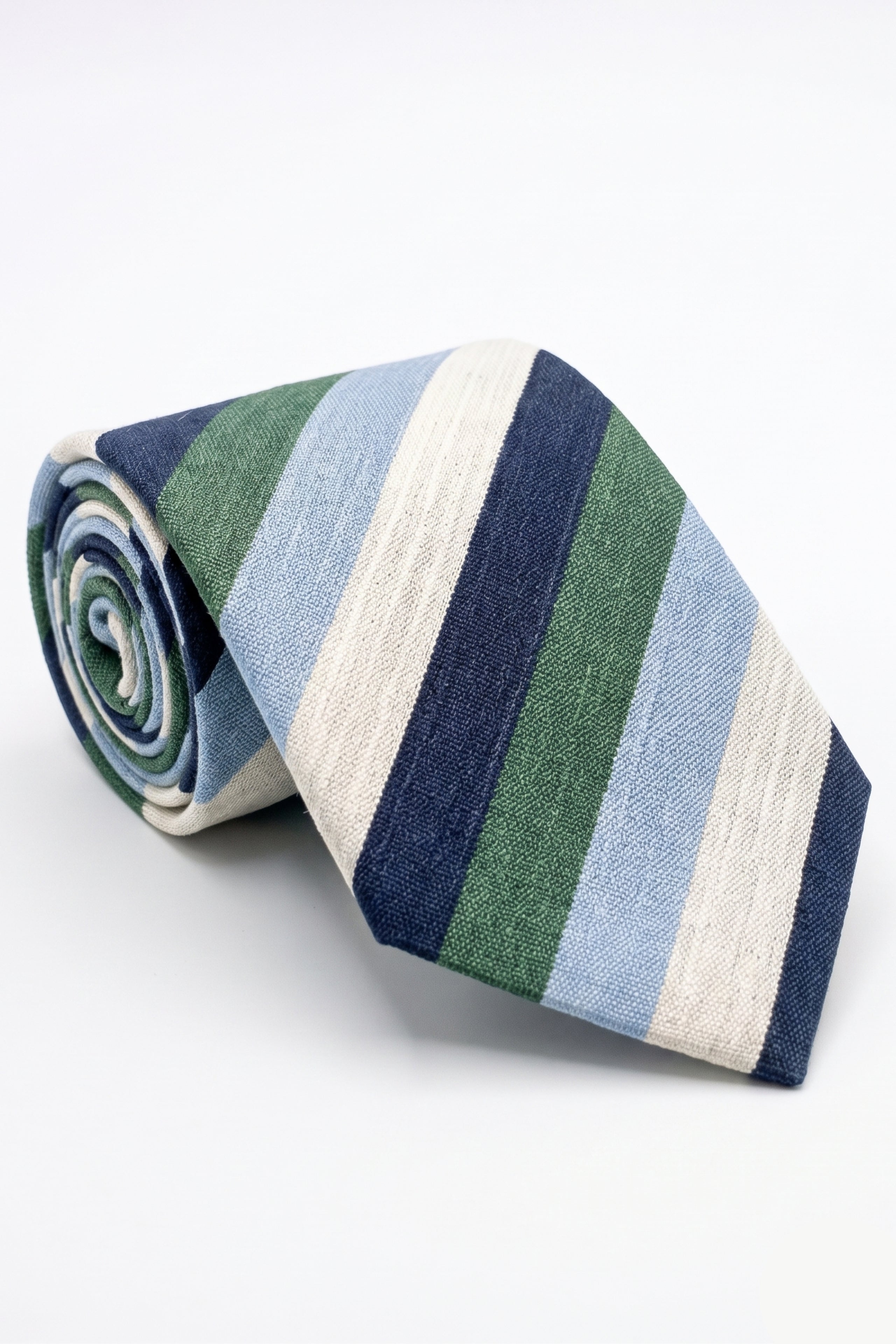 Cravatta Casual in Seta a Righe - RIGATO BLU/VERDE