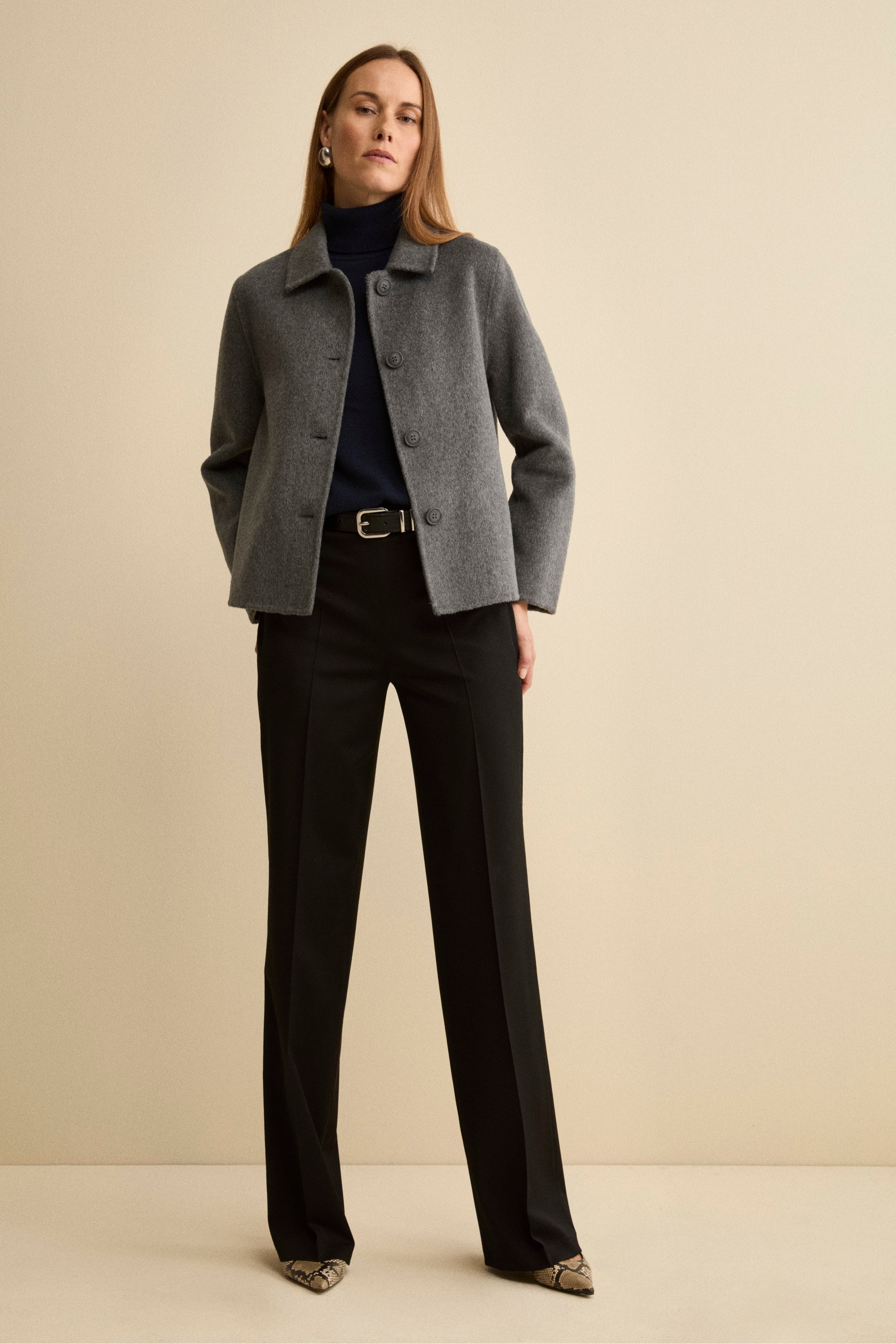 Cappotto Corto Sfoderato in Misto Lana - GRIGIO