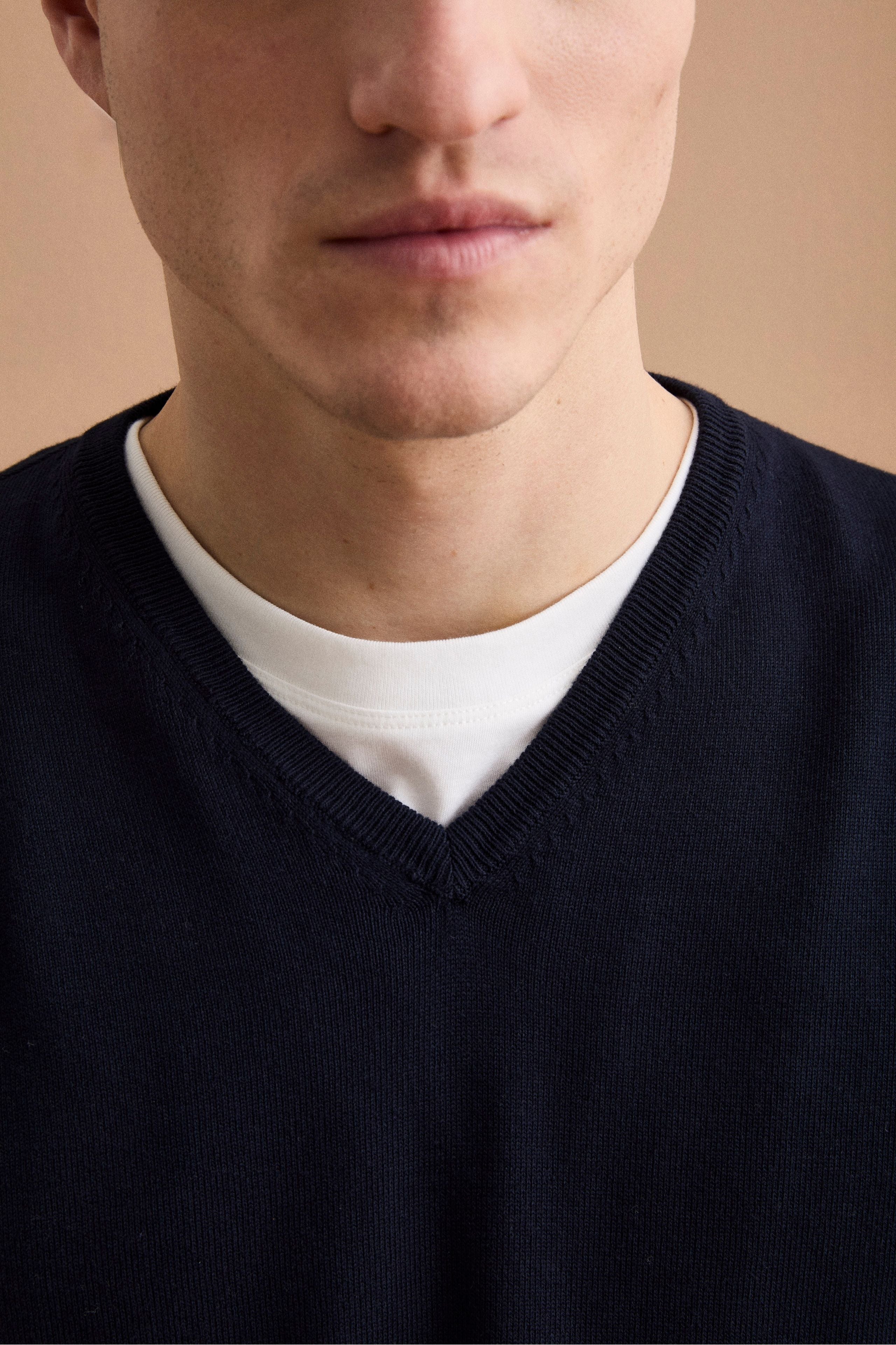 Maglia Scollo a V Regular Fit in Cotone - BLU