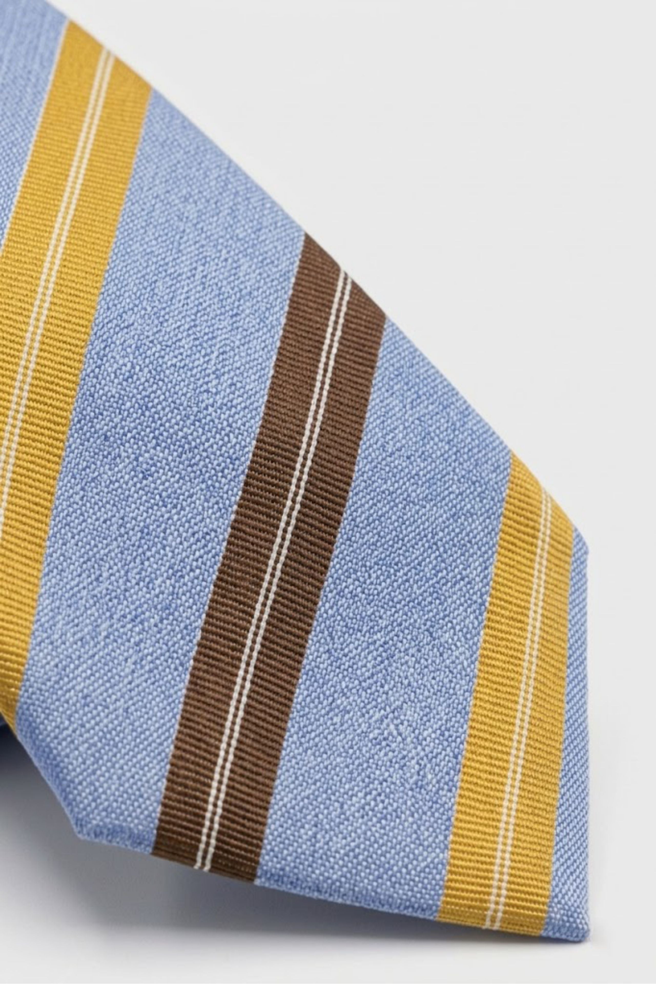 Cravatta Jacquard in Seta Rigata - RIGATO AZZURRO/MARRONE