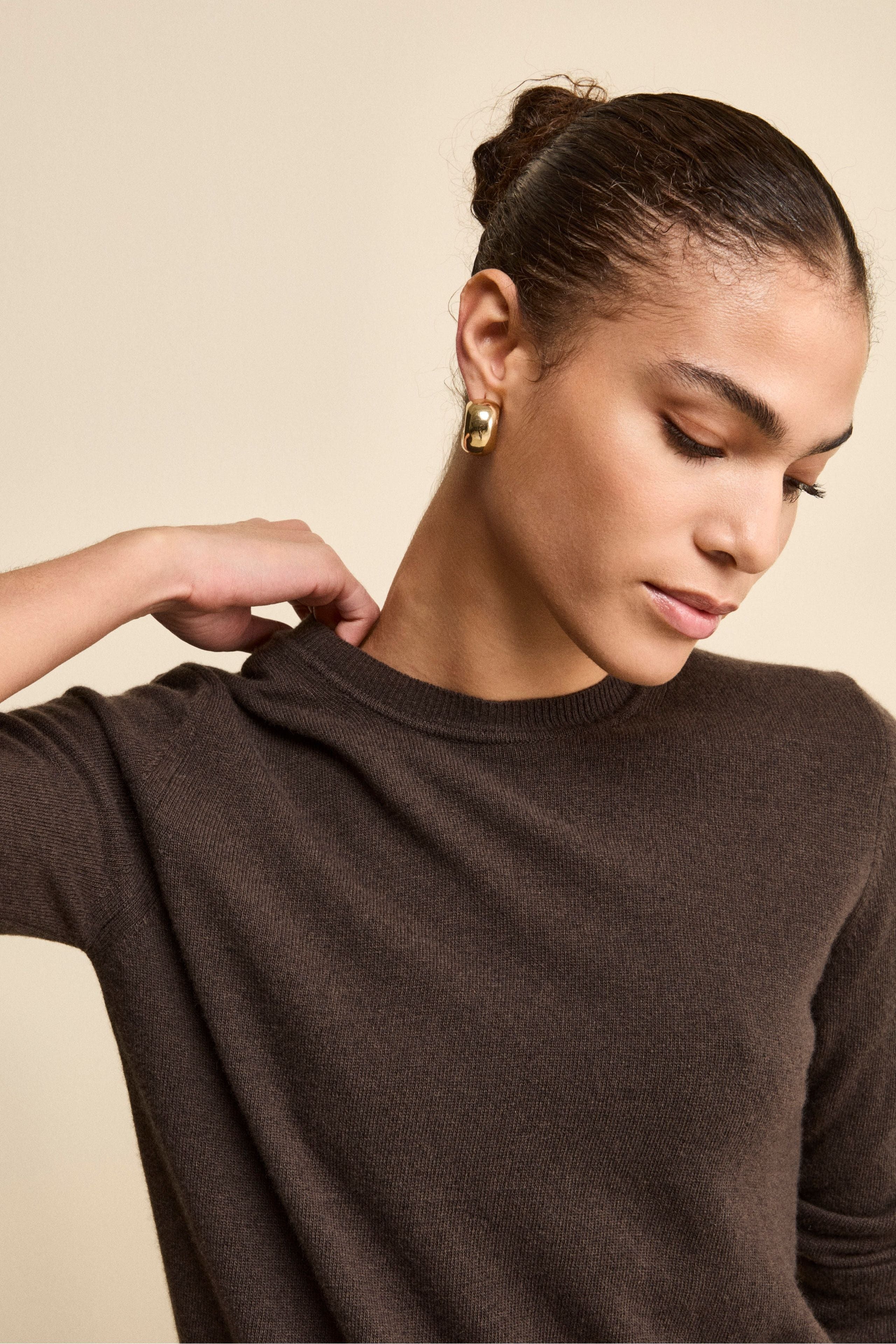 Maglioncino girocollo lana e cashmere - VISONE