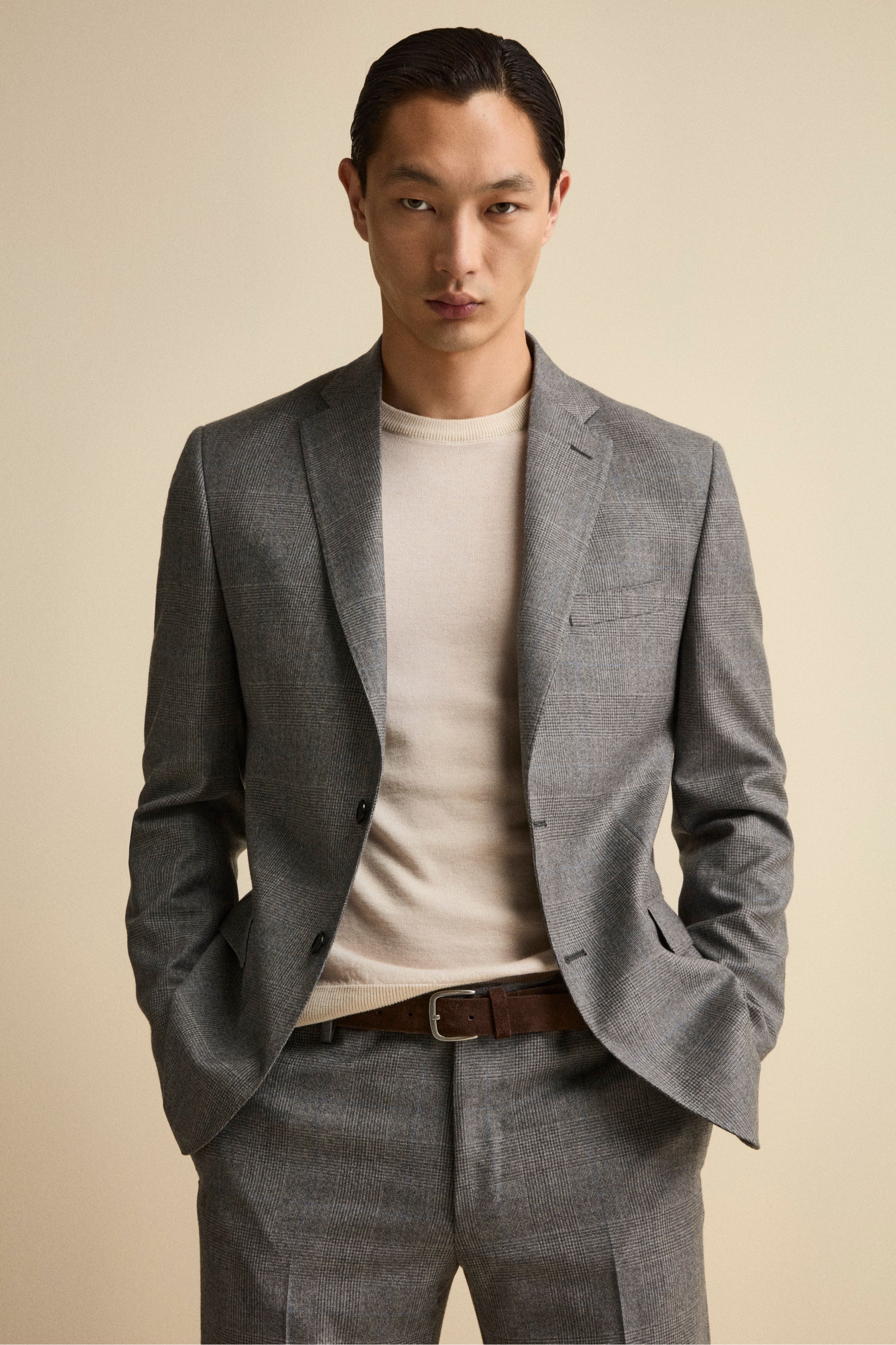 Abito Check Monopetto Regular Fit in lana Vergine - GALLES GRIGIO