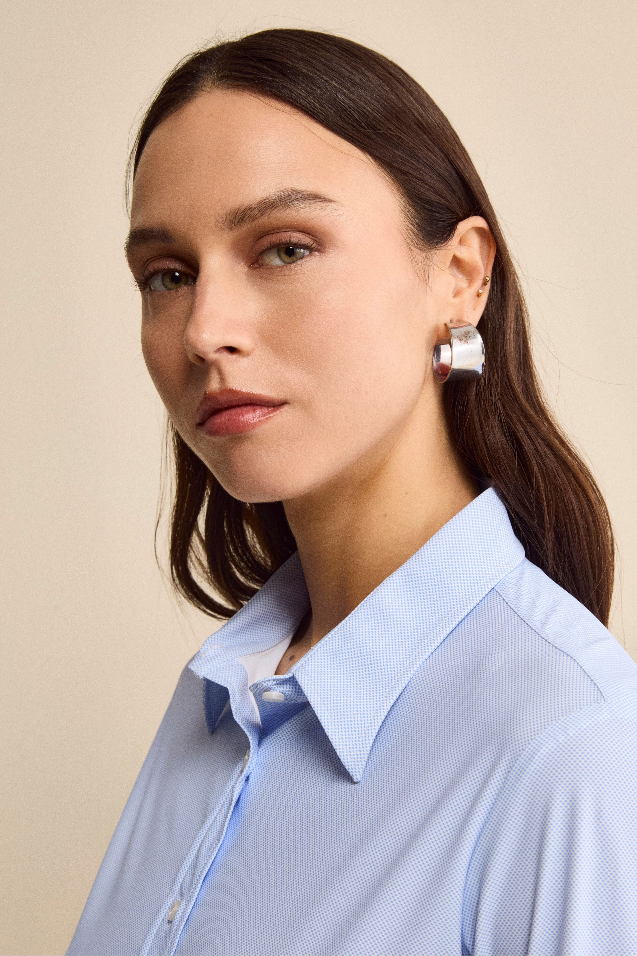 Camicia Microfantasia in Tessuto Tecnico - FANT. AZZURRO