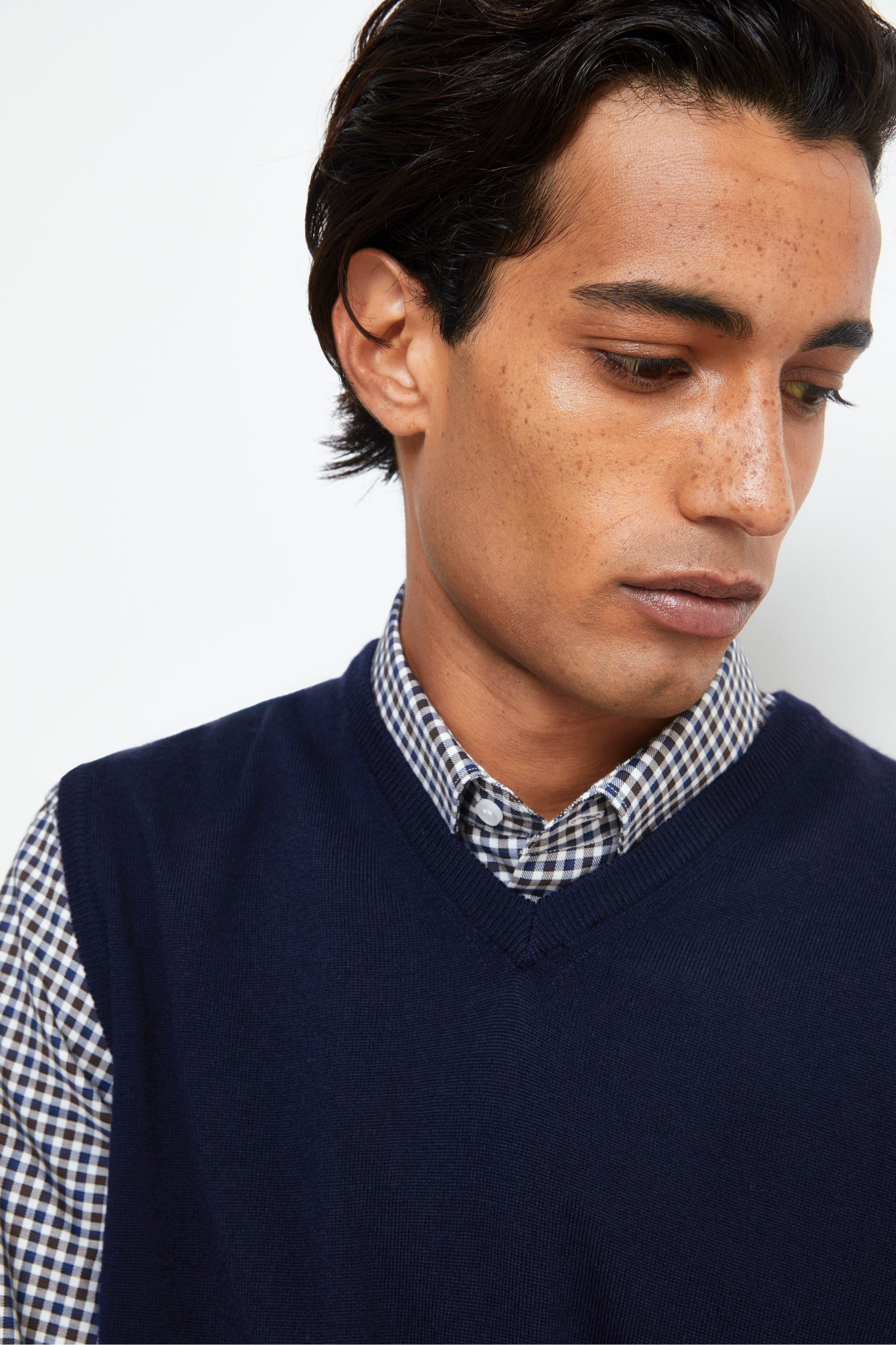 Gilet Scollo a V in Lana Merino - BLU