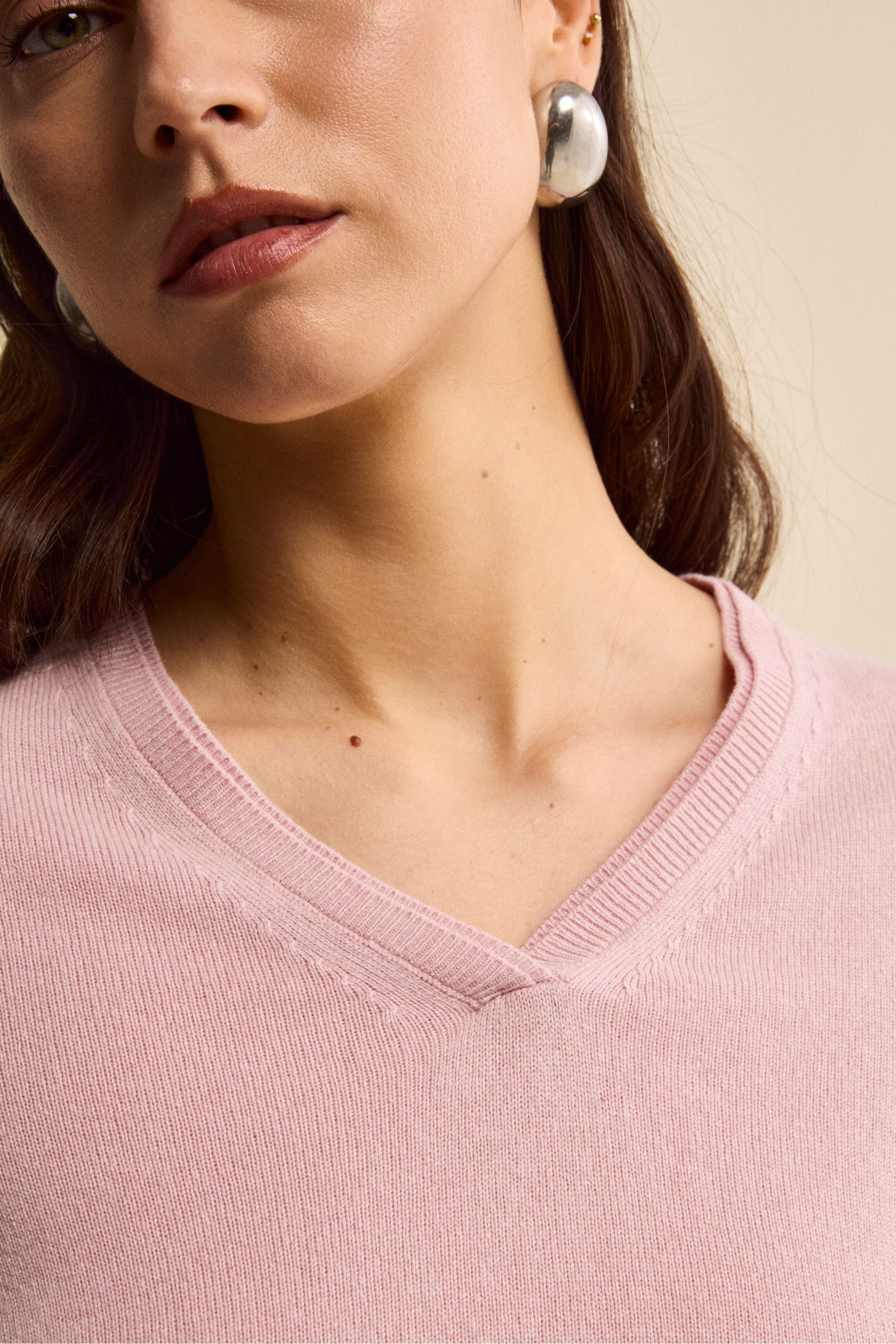 Pullover scollo a V in seta e cashmere - ROSA
