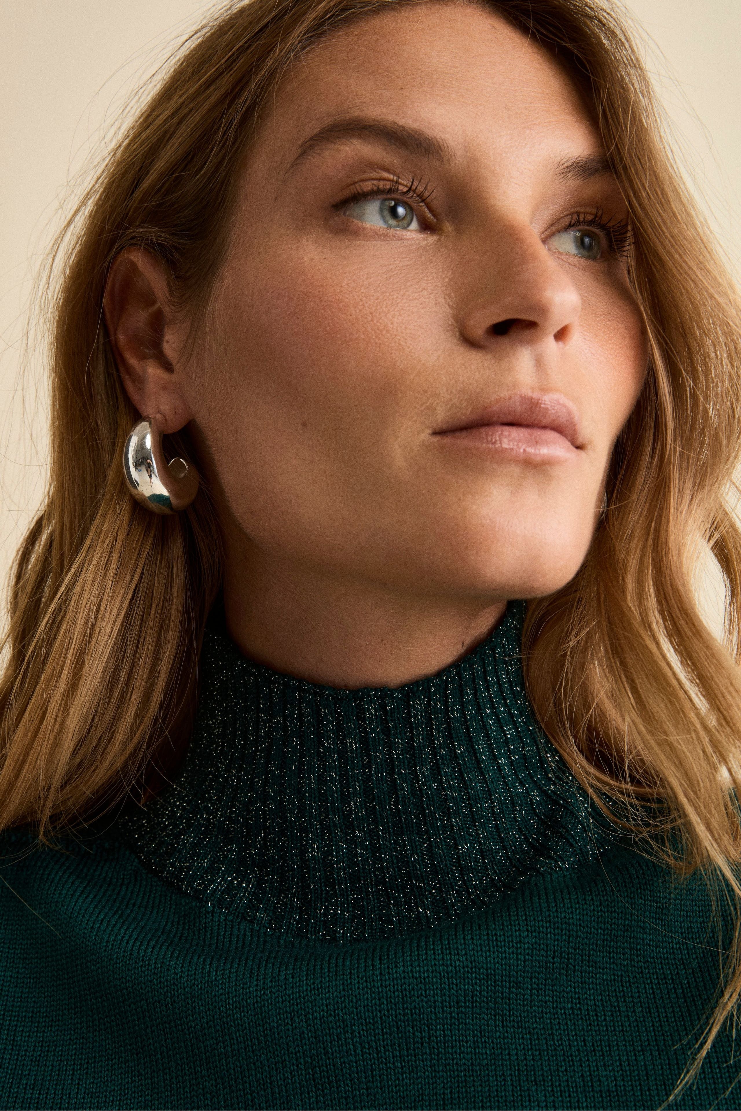 Lupetto in Lana Merino con Bordi in Lurex - VERDE