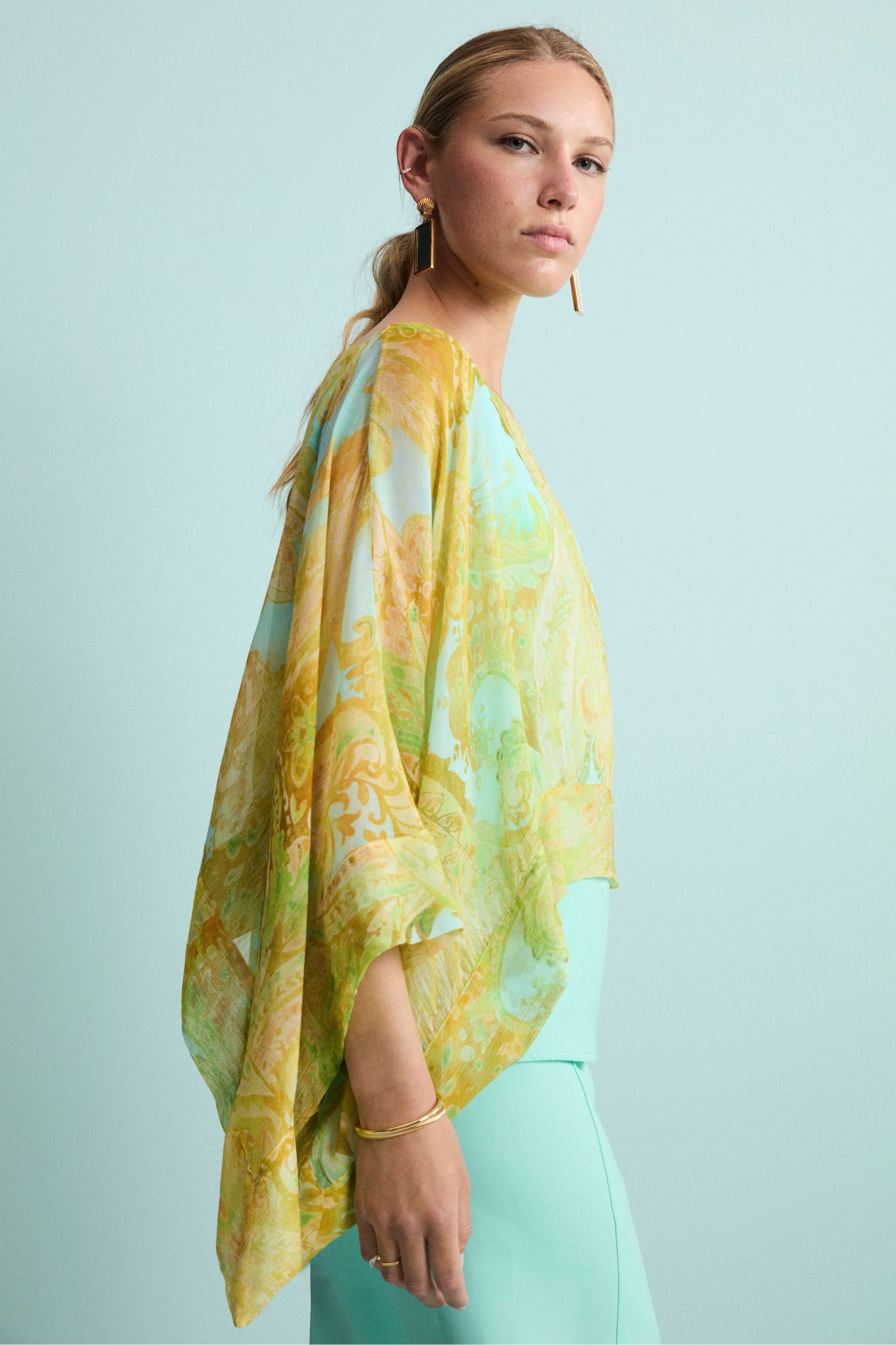 Blusa Creponne Elegante in Fantasia - FANT. ACQUA