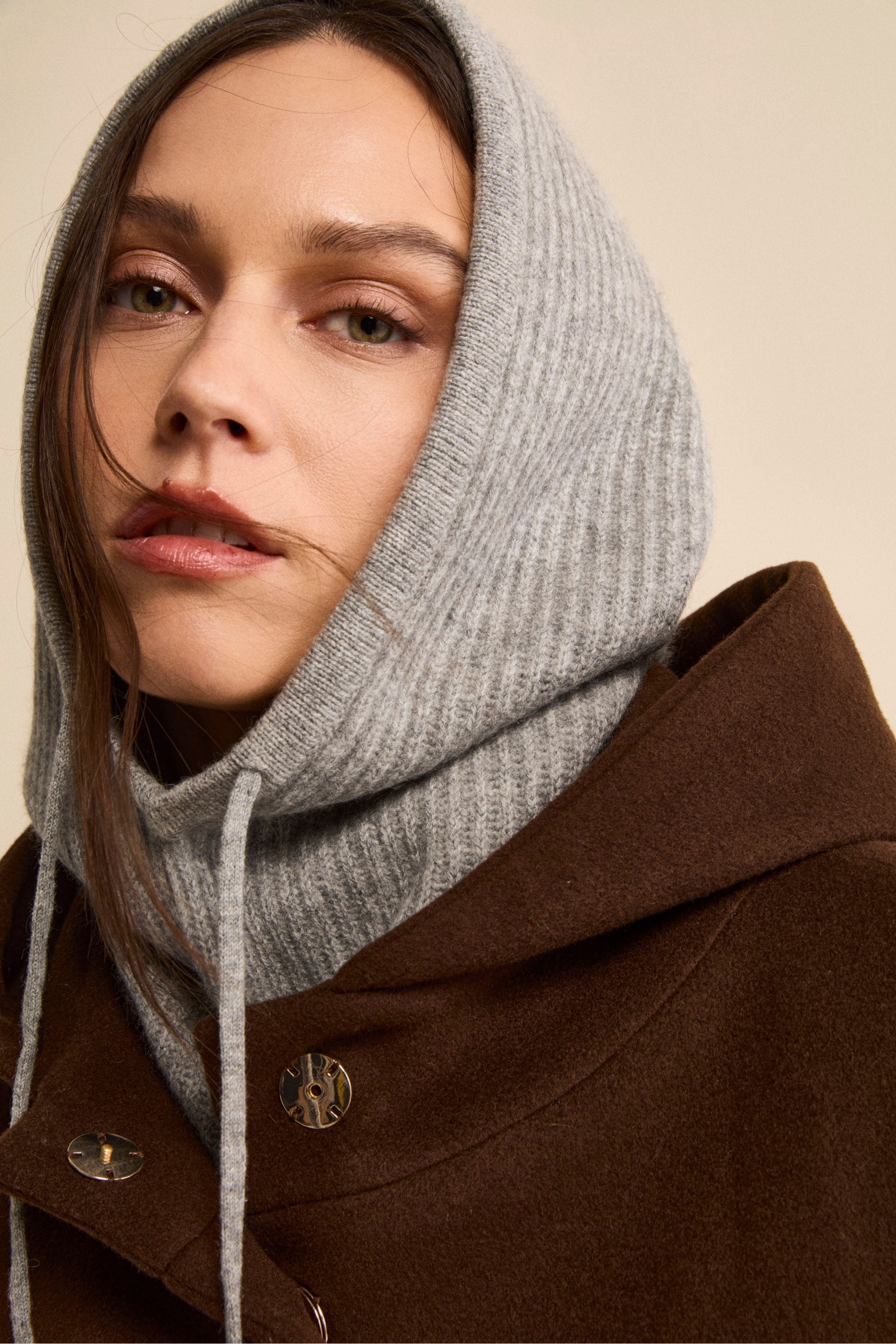 Balaclava a Coste in Cashmere - GRIGIO CHIARO