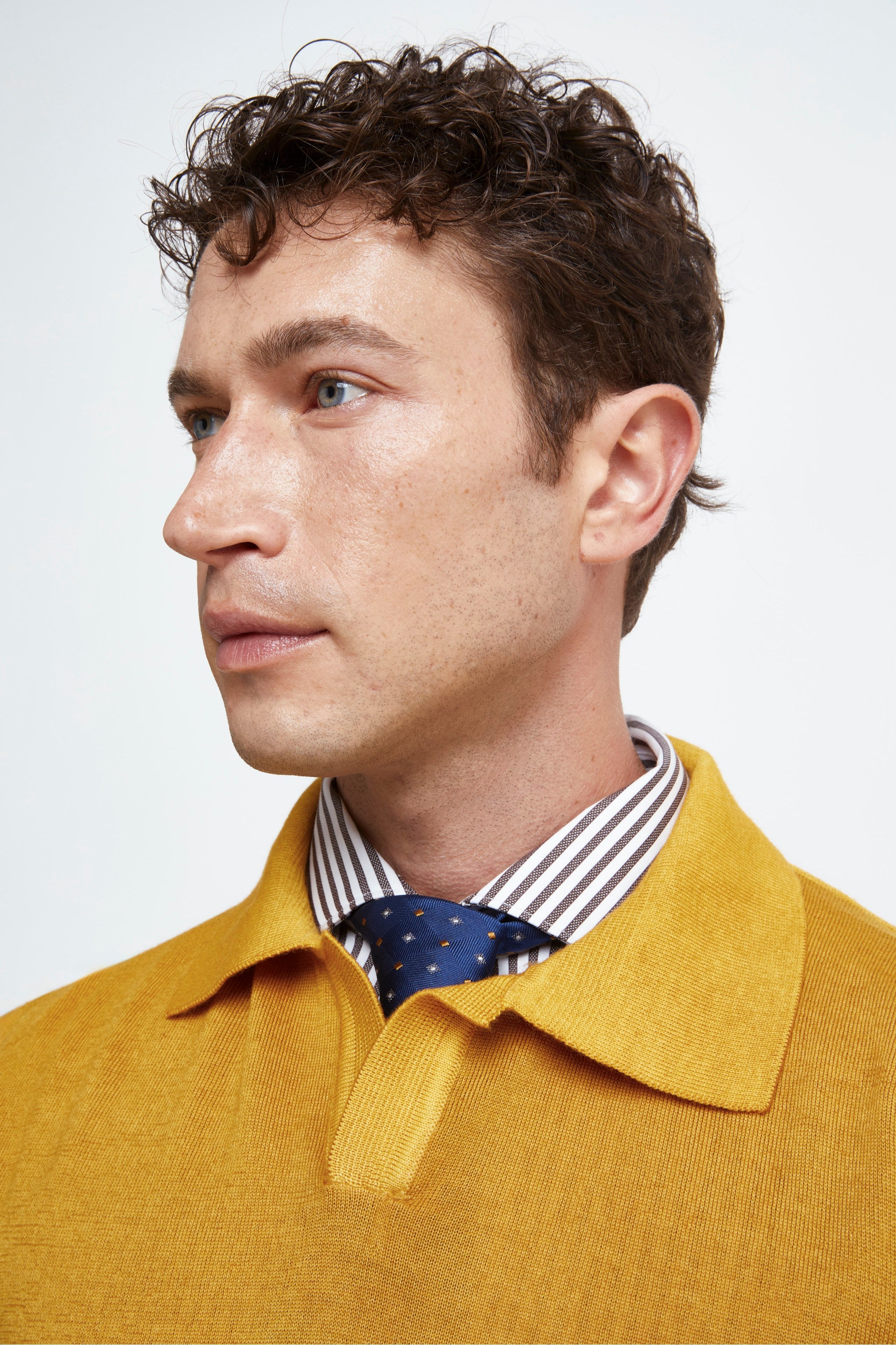 Polo derby in lana merino - SENAPE