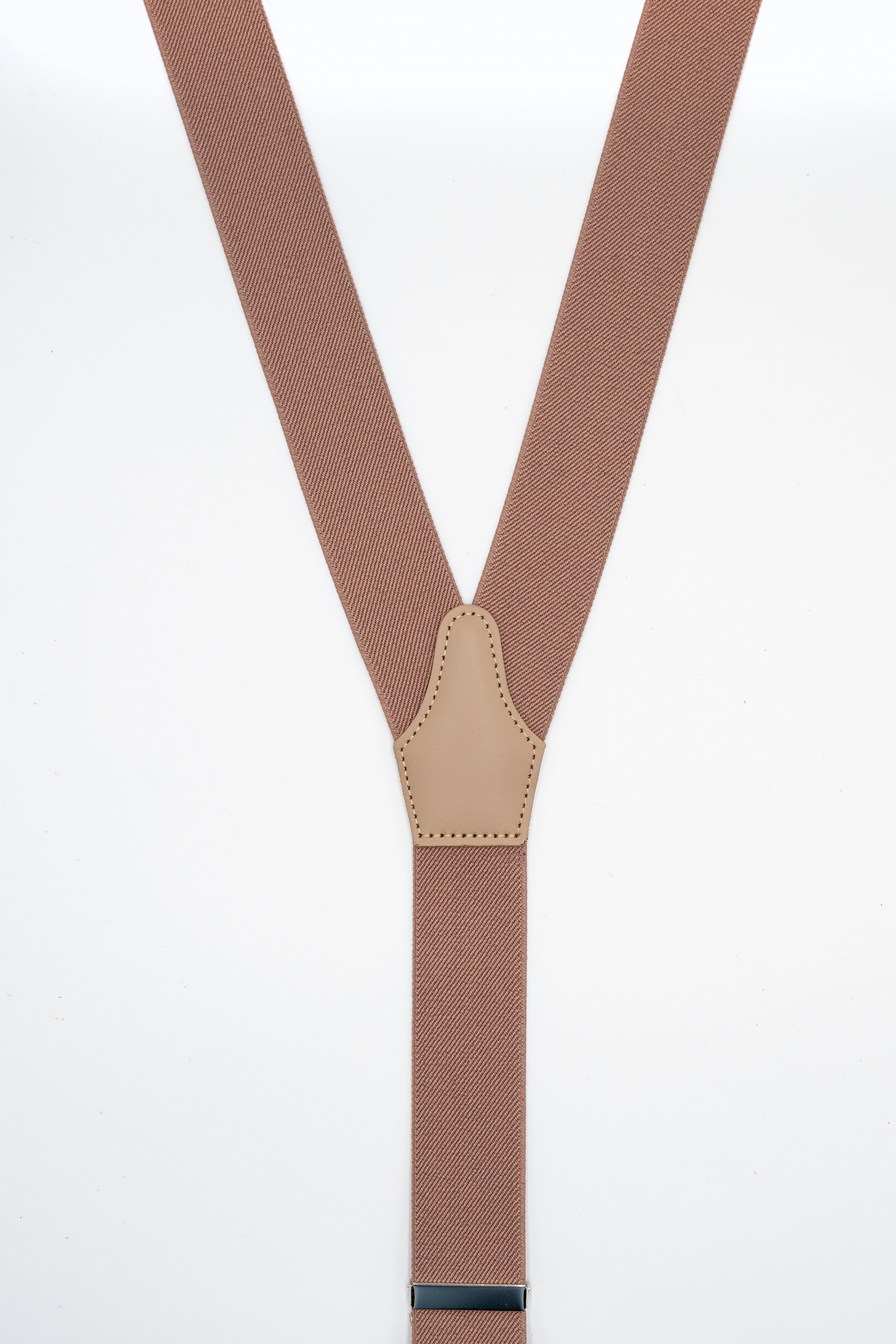 Bretelle Tinta Unita con Clip e Asole in Pelle - SABBIA