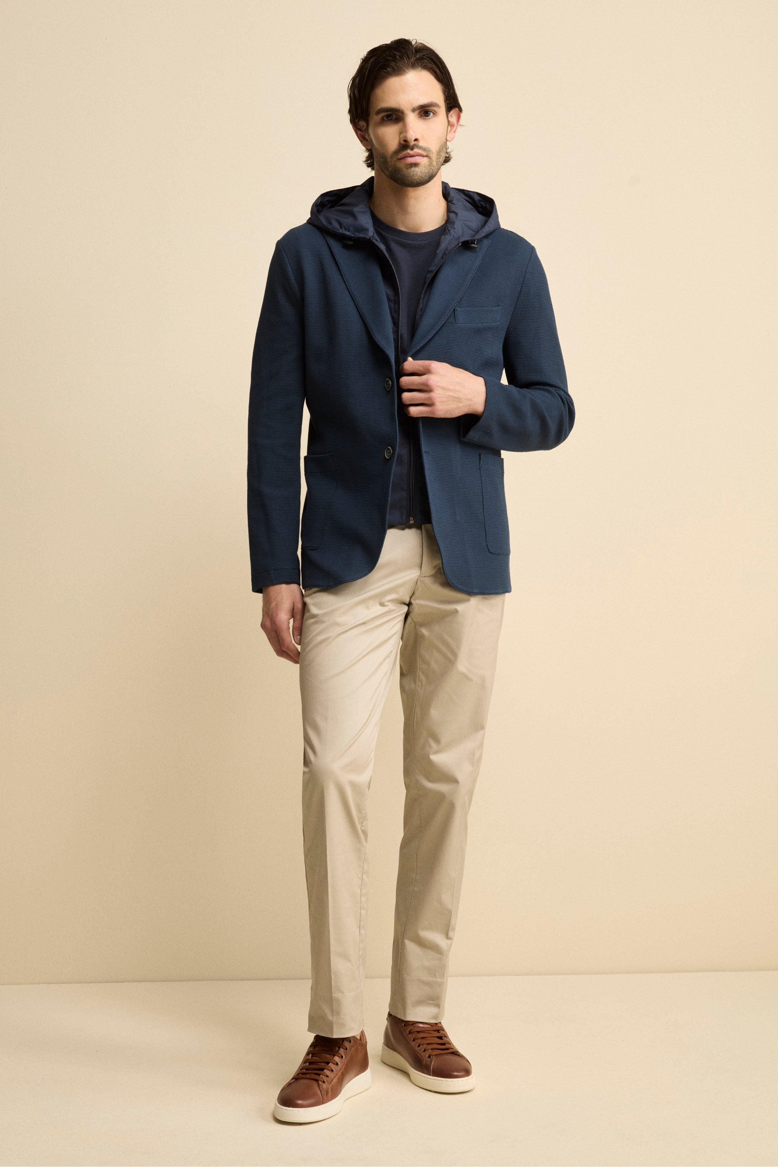 Pantalone Regular Fit in Gabardina - SABBIA