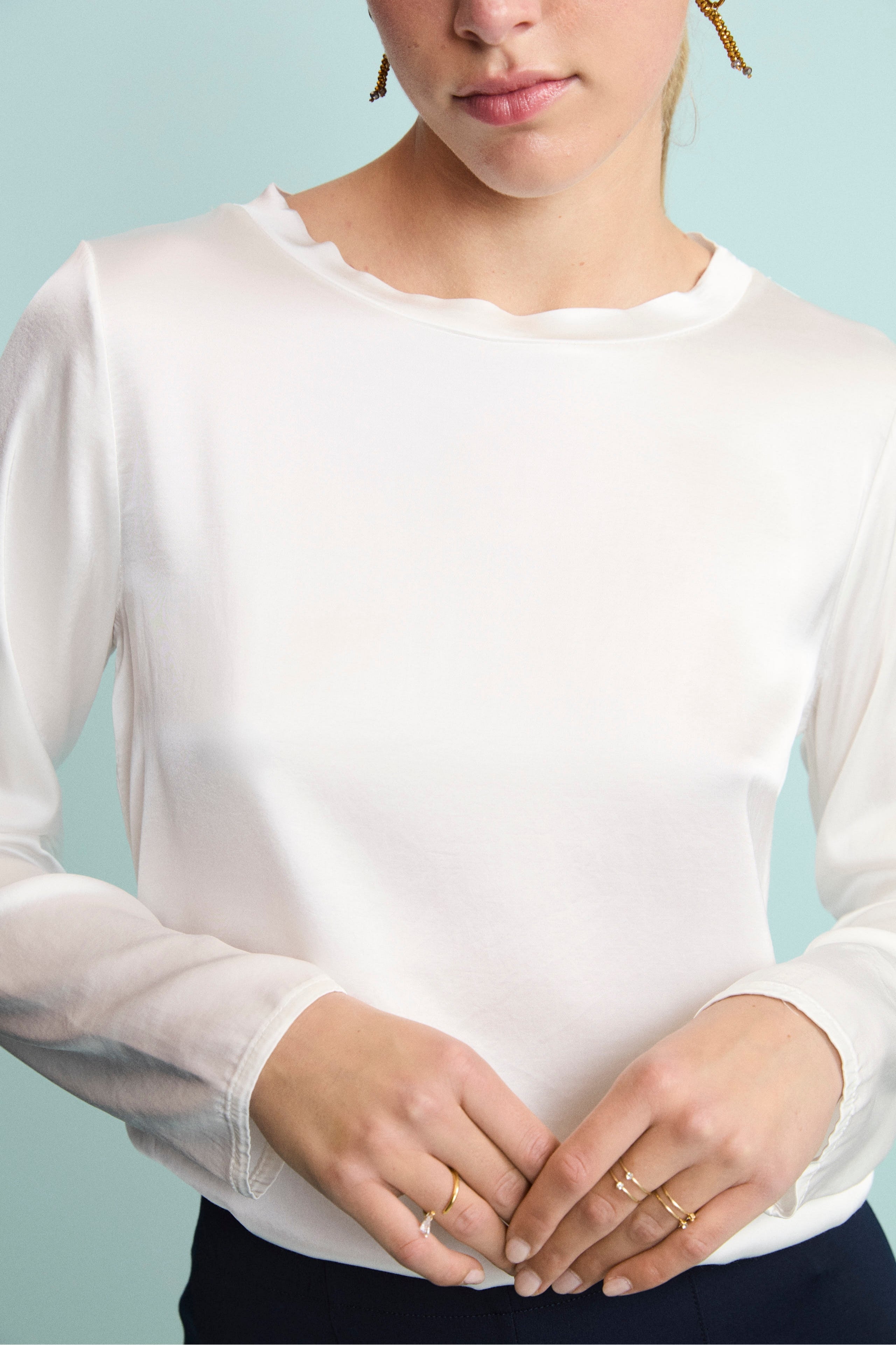 Blusa Over Elegante in Raso - PANNA