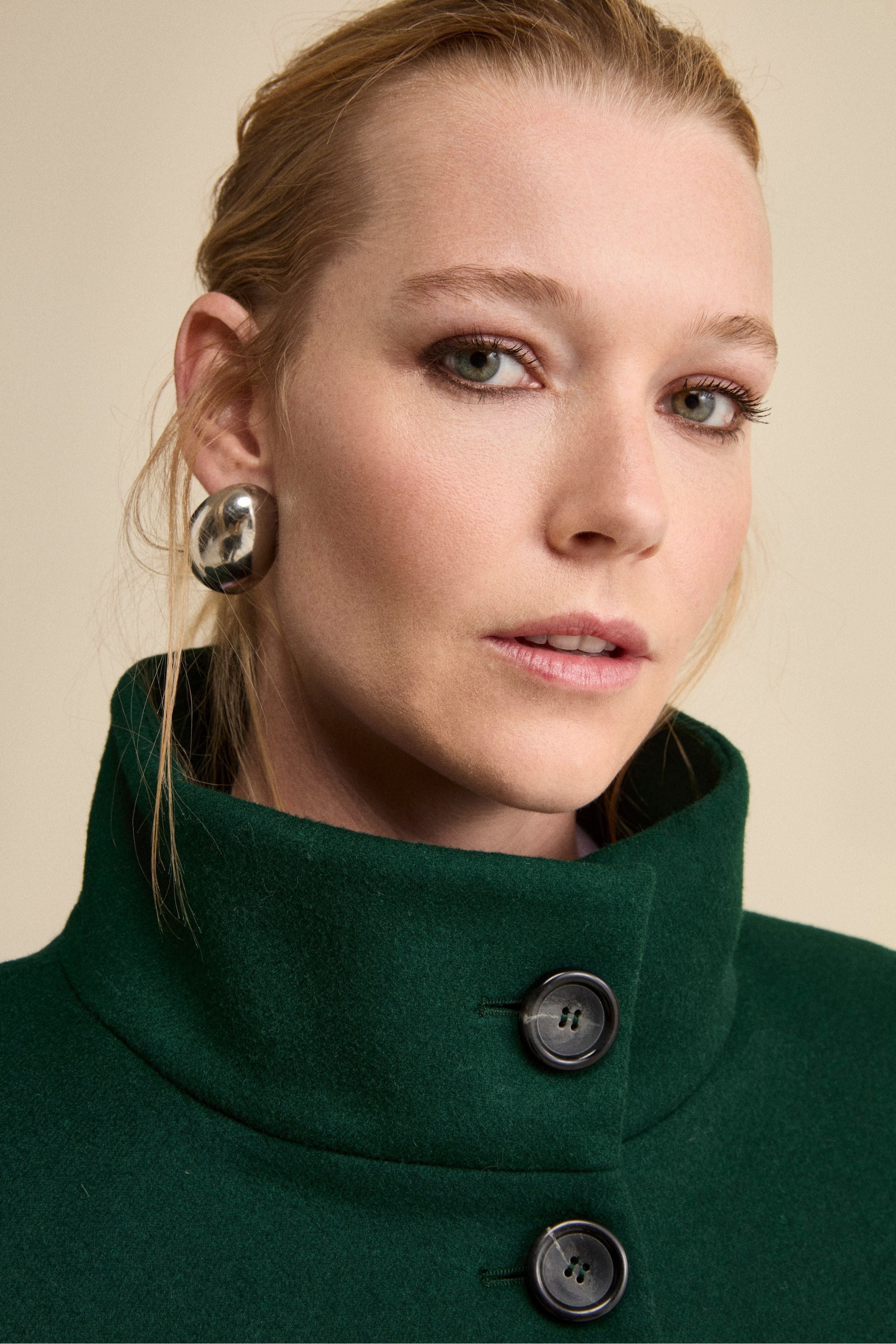 Cappotto Foderato Corto in Lana Vergine - VERDONE