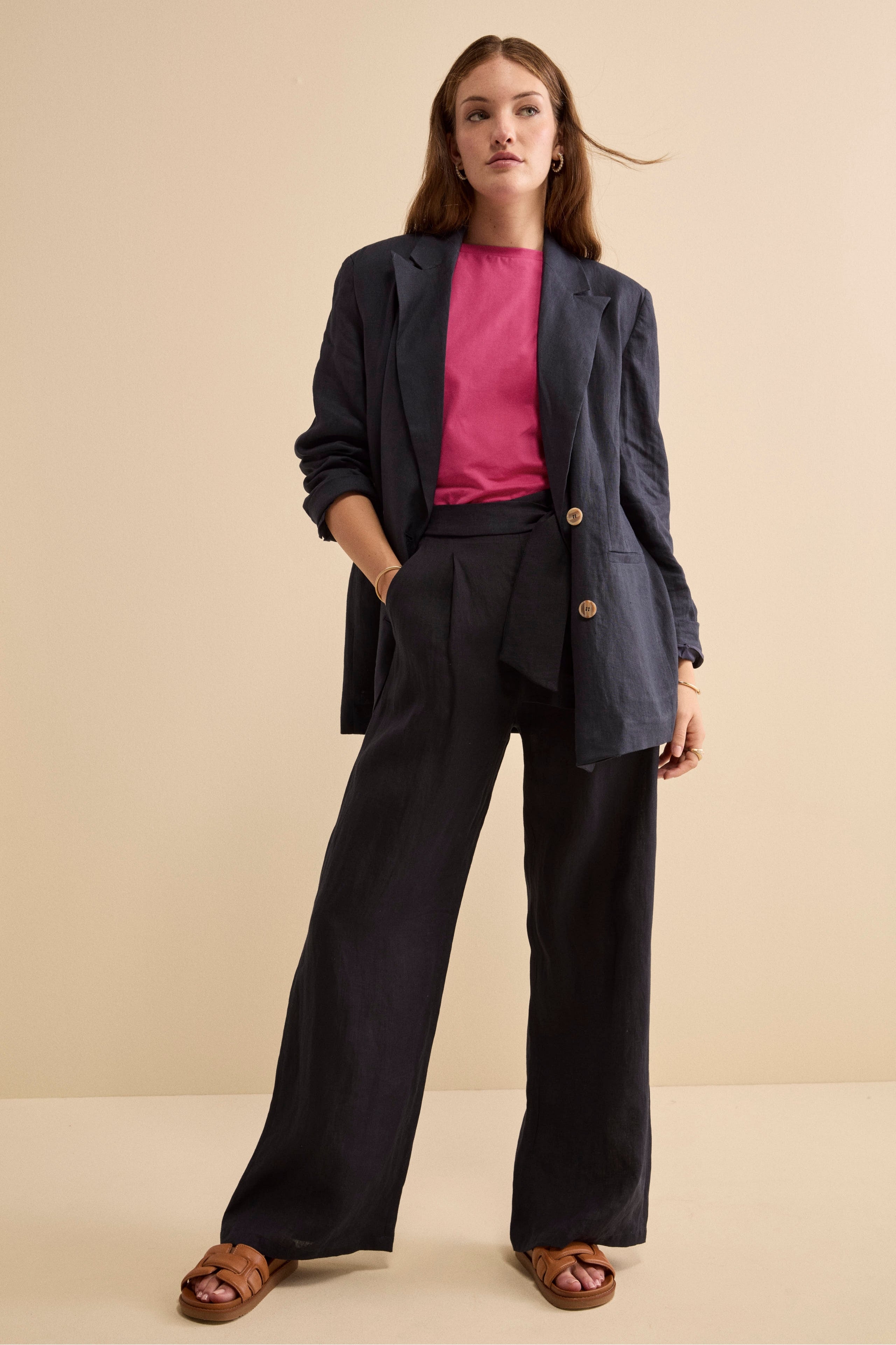 Blazer Over Doppiopetto in Lino - BLU