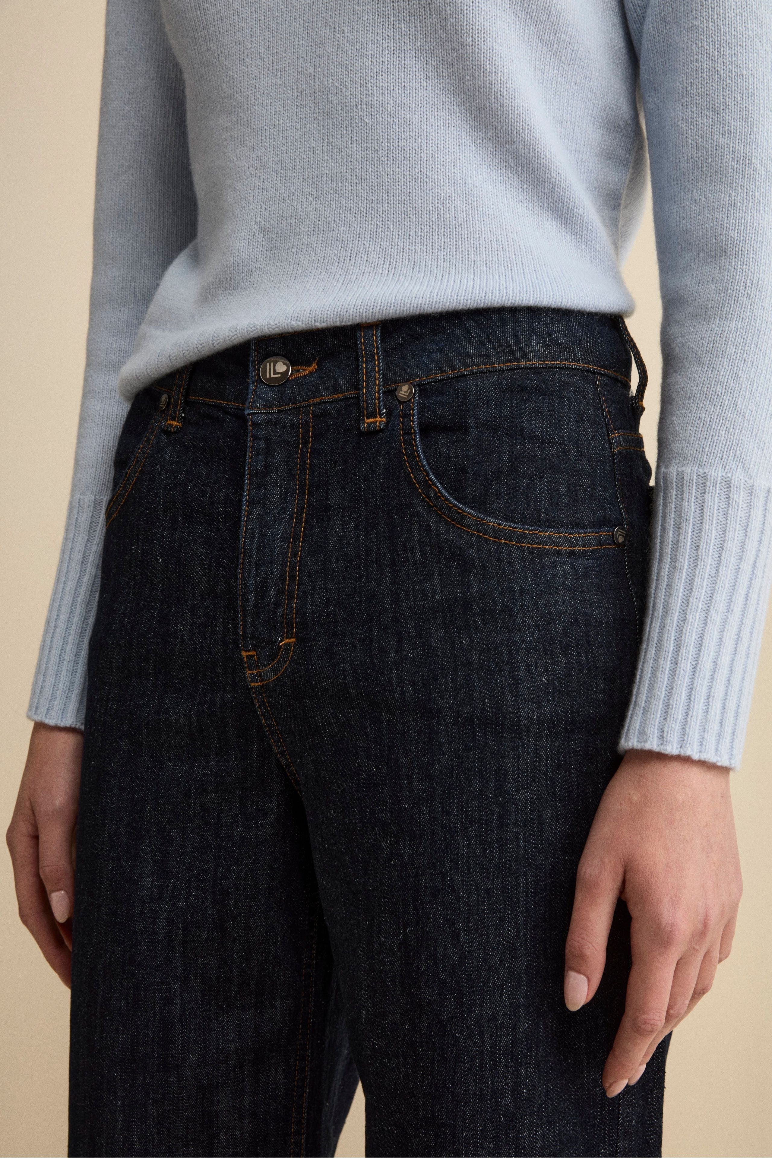 Jeans Sfrangiato a Gamba Larga - DENIM